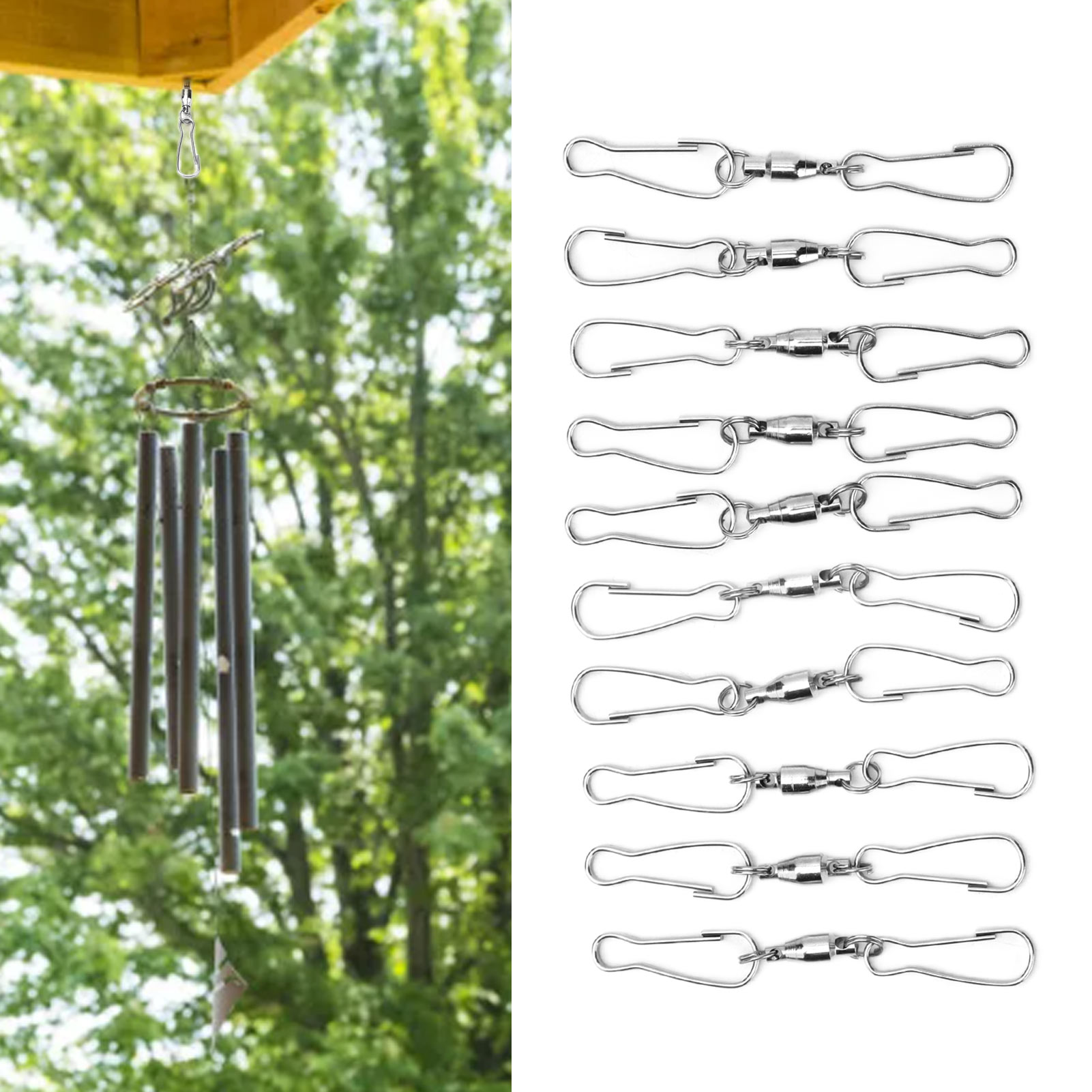 Ich Verkaufe 10 Kleine, Um 360° Drehbare Windspielhaken/ornamente Aus Edelstahl.