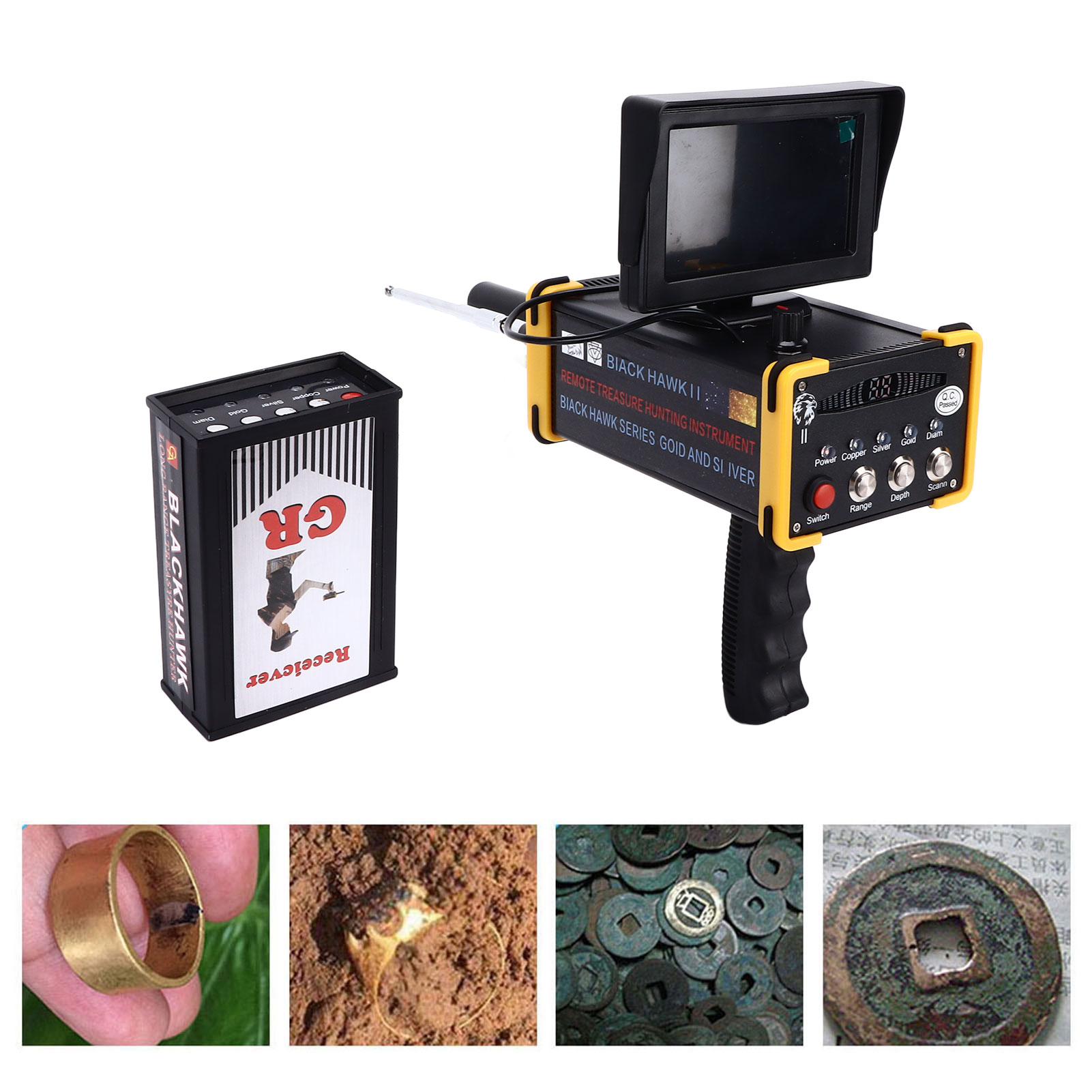 Gelbes Metalldetektionssystem Mit Display, Metalldetektor-scanner, 1000 Meter Reichweite, Britischer Standard 100–240 V