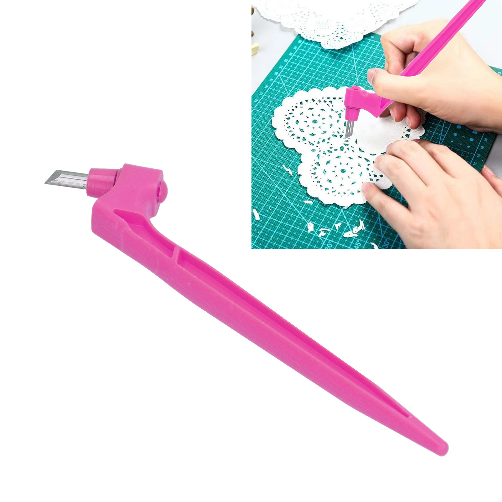 Tragbares Schnitzmesser, Schnitzstift (rosa)