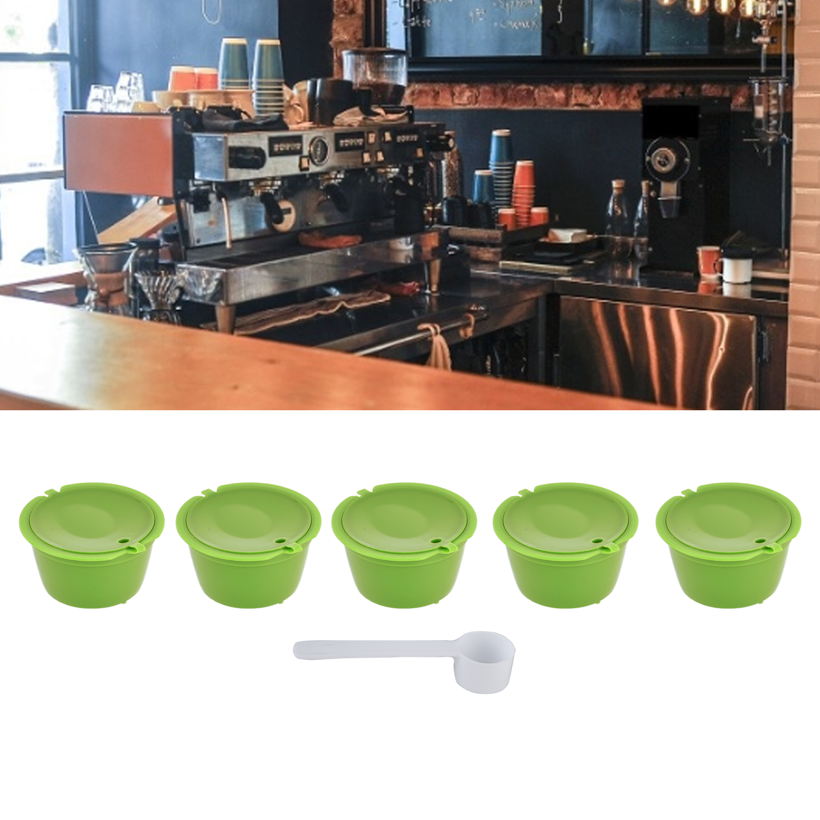 Dolcegusto Wiederverwendbare Kaffeefilterkapsel Für Kaffeemaschinen, 50 Ml, 5er-packung, Grasgrün.
