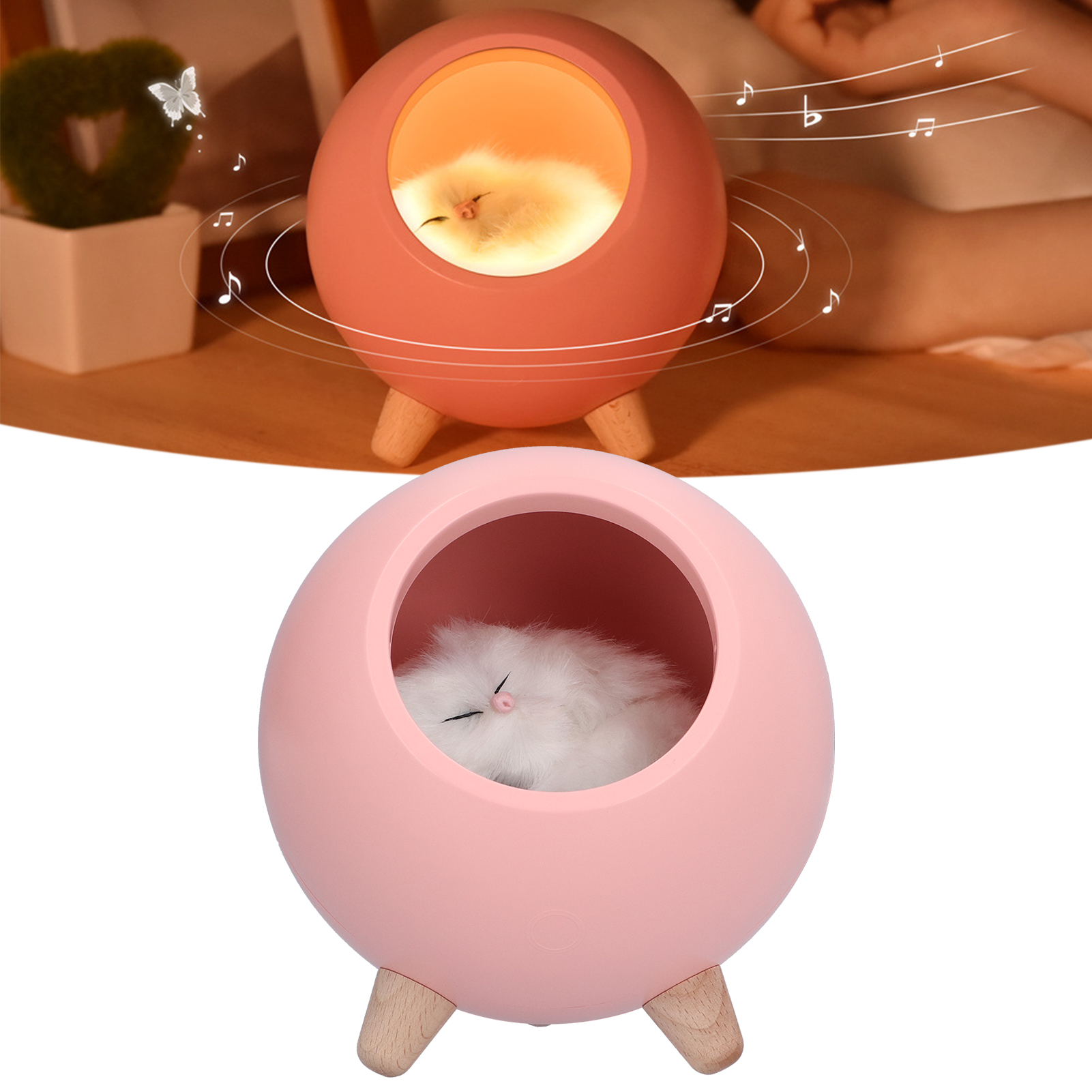 Niedliches, Katzenförmiges Haustierhaus-nachtlicht Für Kinder, Tragbares Nachtlicht Mit Bluetooth-lautsprecher Und Usb-aufladung.