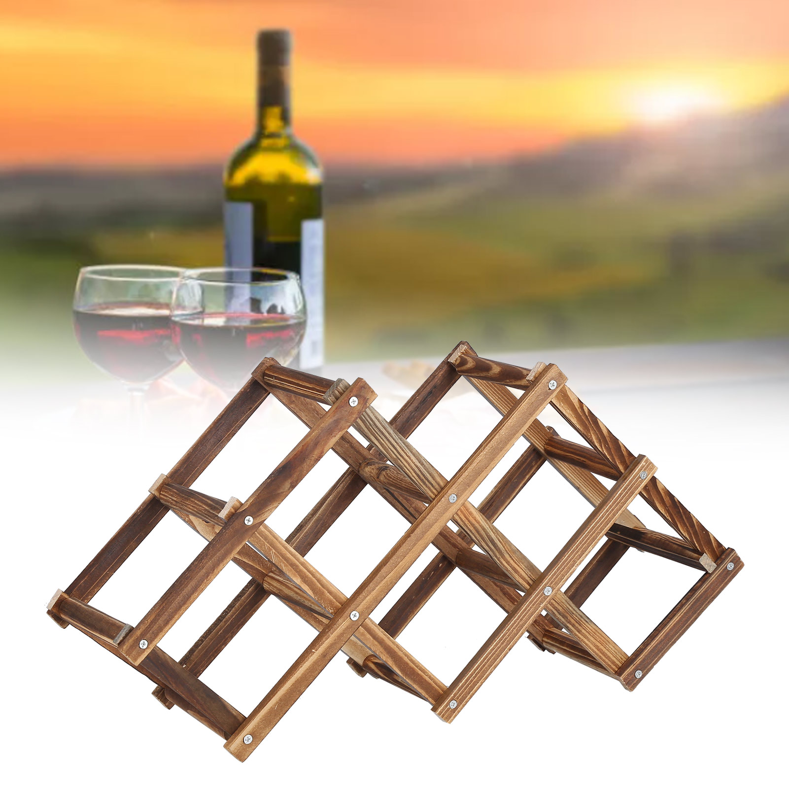Zusammenklappbares Weinregal Aus Holz, Dekorativer Und Faltbarer Flaschenhalter Aus Holz, Bietet Platz Für Mehrere Flaschen, 6 Flaschen.