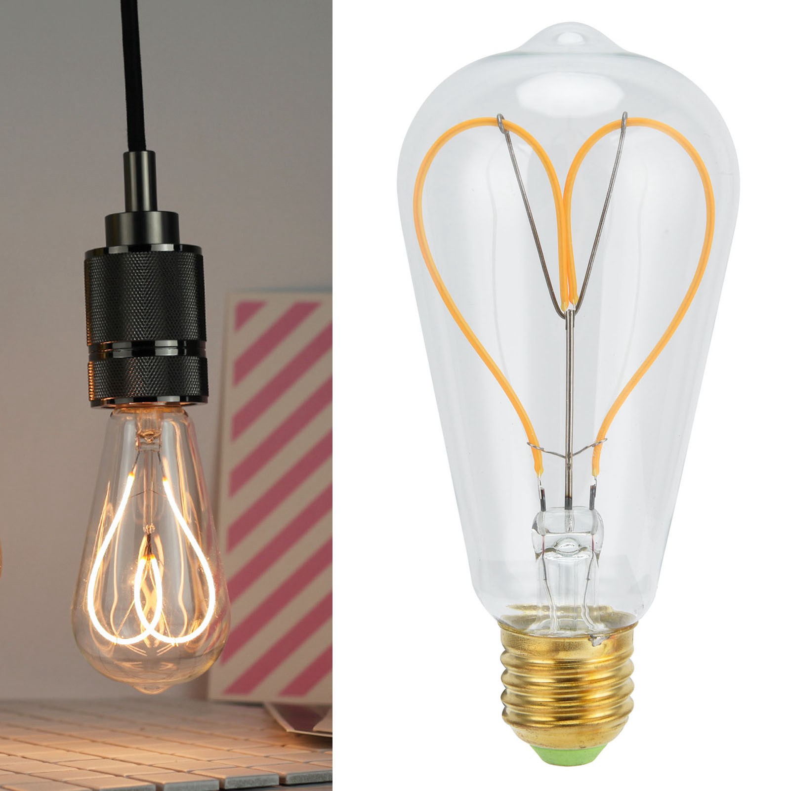 St64 Led-filamentlampe In Herzform, Antik-stil, 110 V, E27-sockel, 4 W, Warmweißes Licht, Klar