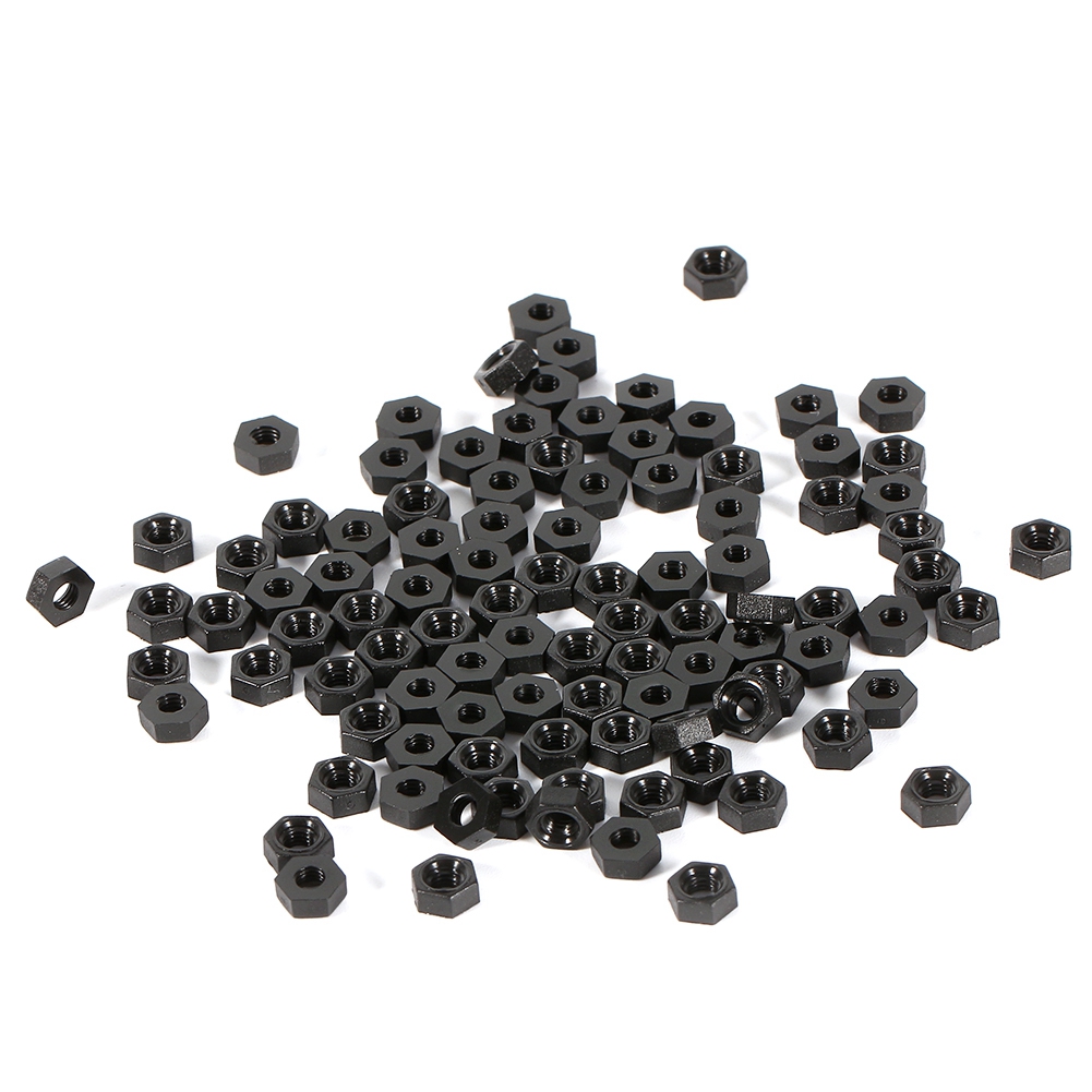 Nylonmuttern, Sechskantmuttern Aus Kunststoff, Schwarze M3-muttern – 100 Stück/beutel