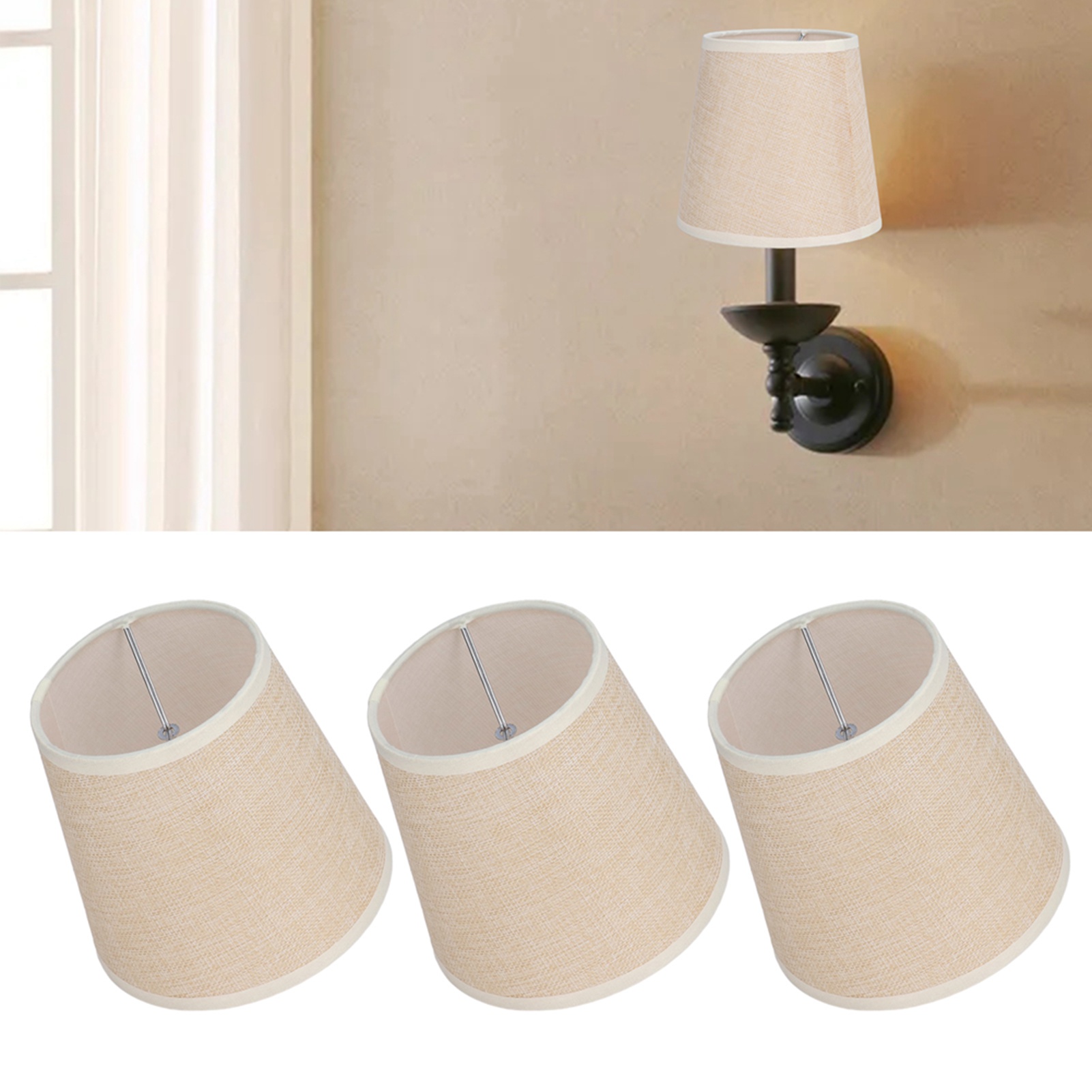 Set Mit 3 Leinen-klemmlampenschirmen Für Glühbirnen, Moderner Minimalistischer Stil, Für Kristalllüster Oder Wandleuchten. Verkauf Im 3er-set.