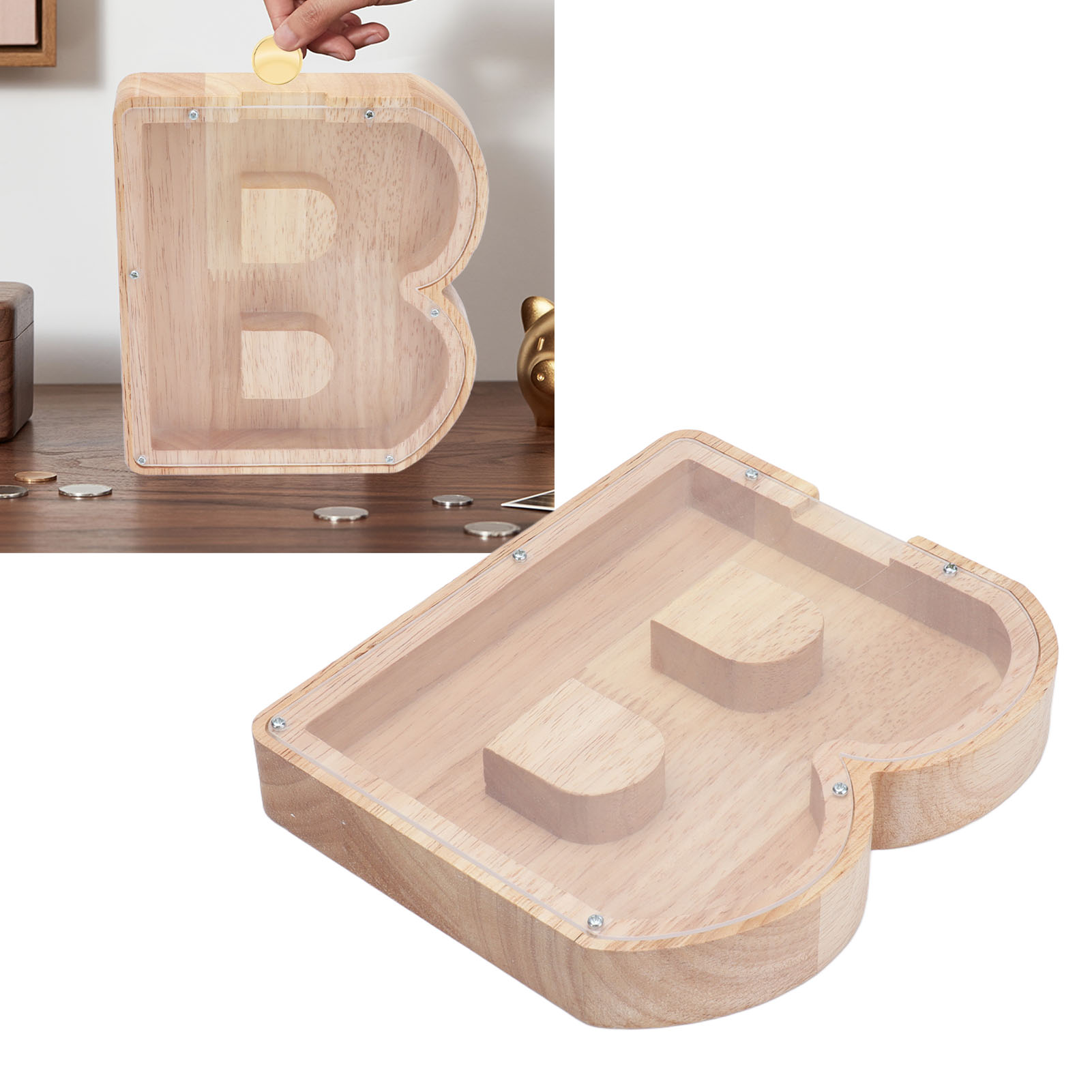 Sparschwein Aus Holz, Zur Dekoration Von Zuhause Oder Büro, Buchstabe B