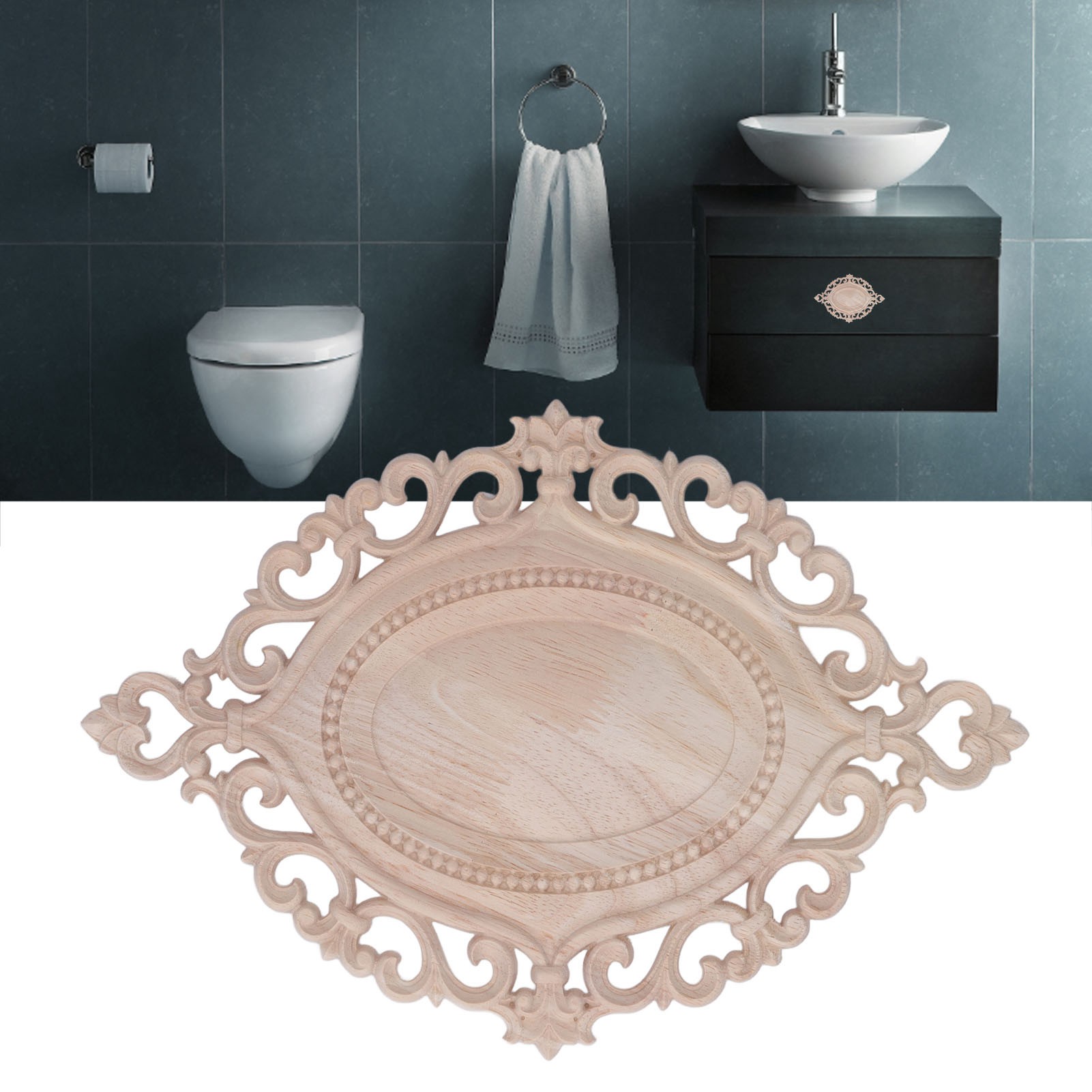 Ovale, Dekorative Wandleuchte Aus Massivem, Geschnitztem Holz Im Europäischen Stil Für Die Innentür. Innendekoration.