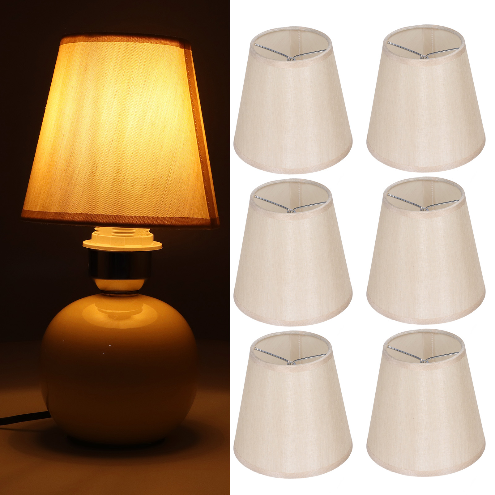 Lampenschirm Aus Stoff, Europäischer Minimalistischer Stil, Aus Aprikosenfarbenem Glitzerstoff, Geeignet Für Klemmkerzenlampen, Stehlampen, Tischlampen, Pendelleuchten Und Wandleuchten.