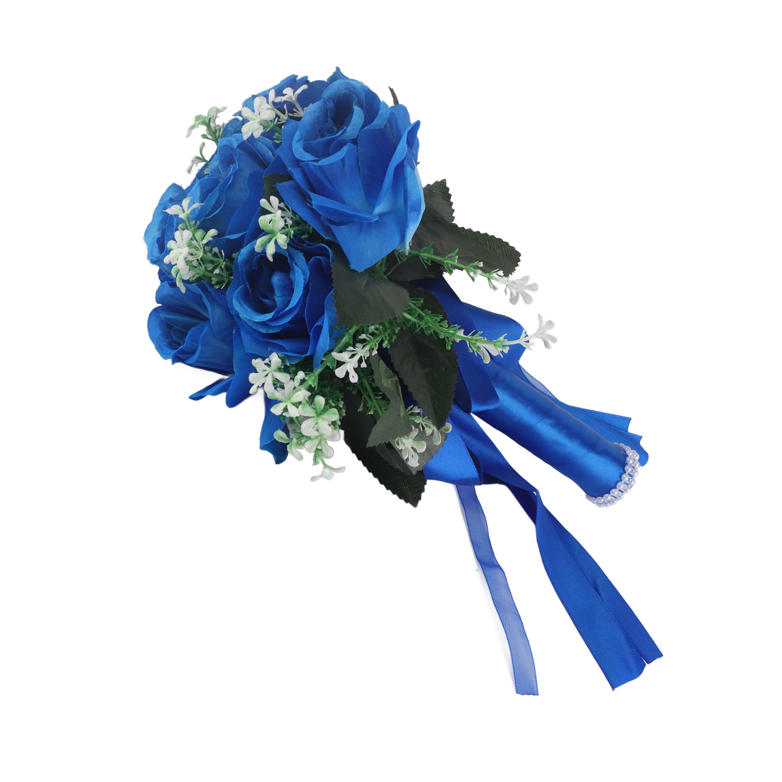 Kleiner Strauß Königsblauer Künstlicher Rosen / Seidenstoff / 20 X 24 Cm / 30 X 25 X 6 Cm, 120 G