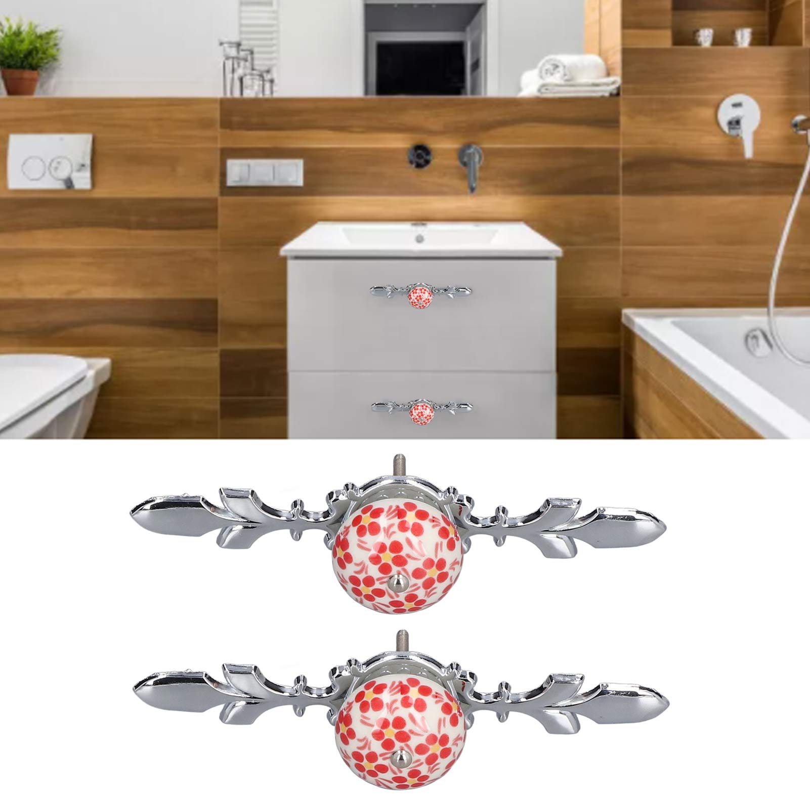 Set Aus 2 Blau-weißen, Kürbisförmigen Porzellangriffen Für Schrank-, Kleiderschrank- Und Garderobentüren. Moderner, Minimalistischer Und Rustikaler Stil. Strapazierfähiger Roter 1060d-stoff – Große Au