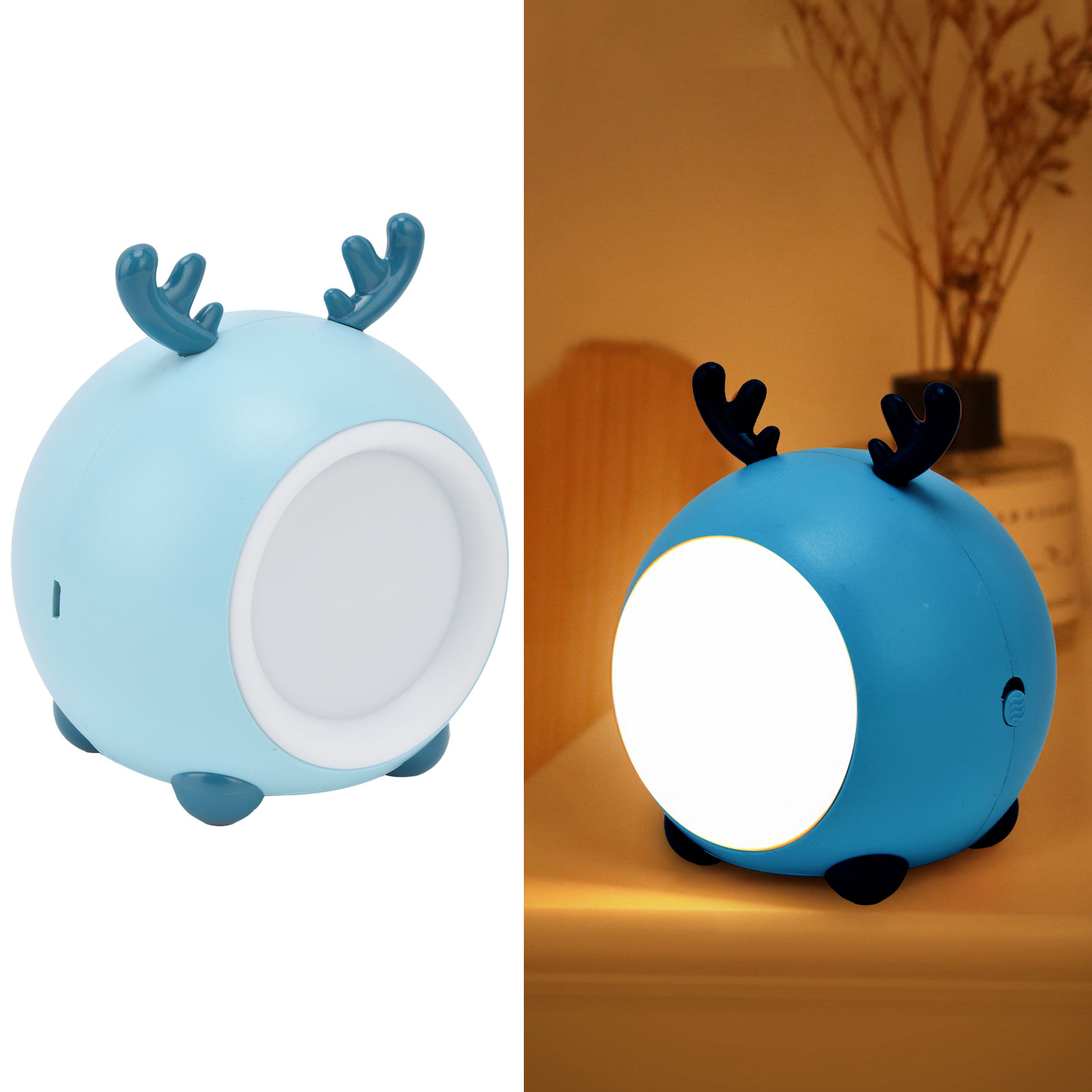 Niedliches Haustier-nachtlicht, Touch-nachtlicht Für Kinder, Led-nachttischlampe Mit Netzteil, Schlafzimmer-nachtlicht, Usb-wiederaufladbare Tipplampe, Blau.