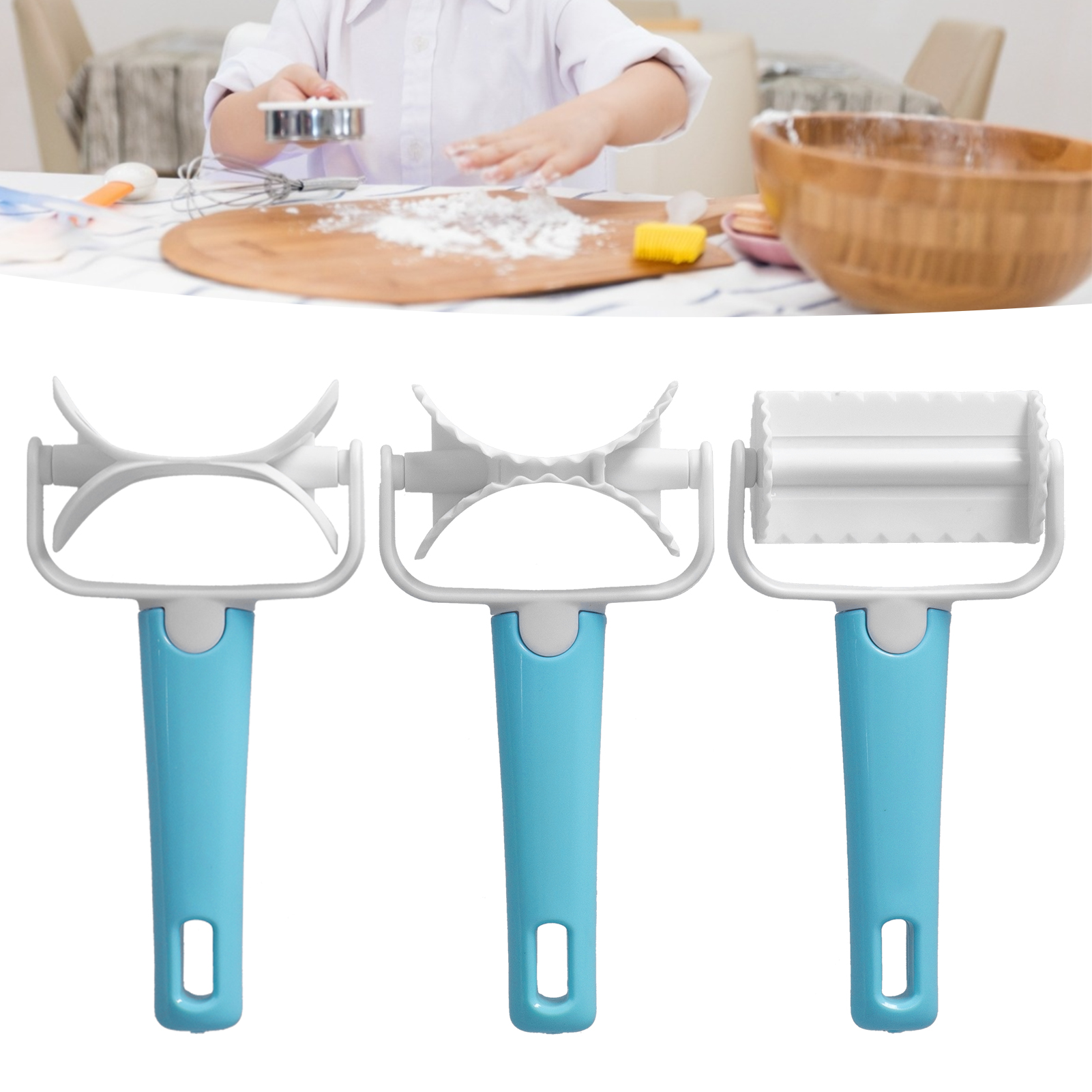 3-teiliges Set Bestehend Aus Einem Ausstecher, Einem Gebäckmesser Und Förmchen Für Wontons, Kekse, Ravioli Und Kuchen.