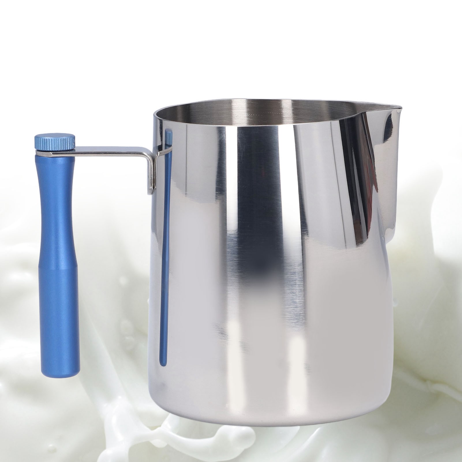 600 Ml Edelstahl-latte-art-kaffeebecher Mit Abnehmbarem Henkel Und Rundem Ausgießer Für Milchaufschäumer, Blau