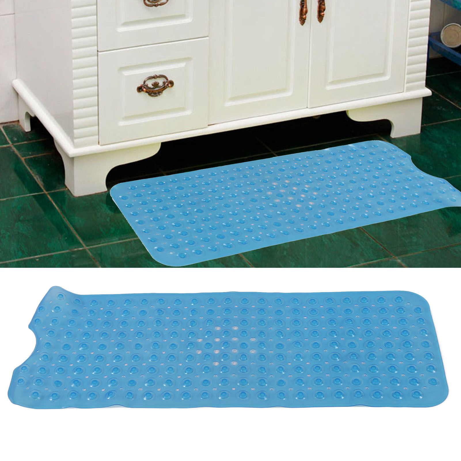 Rutschfeste Pvc-badematte Mit Saugnäpfen, 100 X 40 Cm, Blau