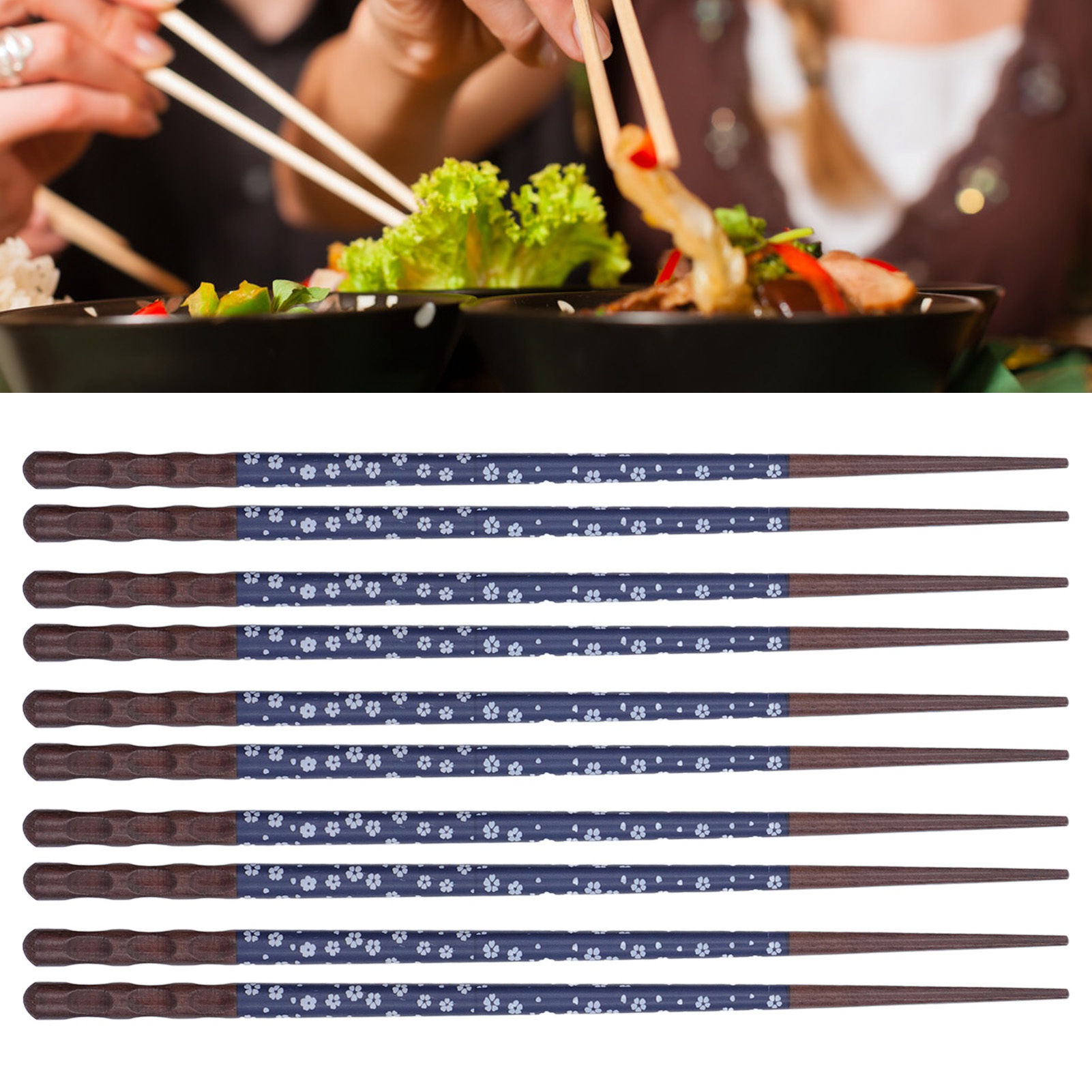 Aufbügelbare, Spitze Essstäbchen Mit Schildpattmuster, Sushi- Und Dessertstäbchen, Küchenstäbchen, Essstäbchen Aus Holz Für Zuhause, Blau.
