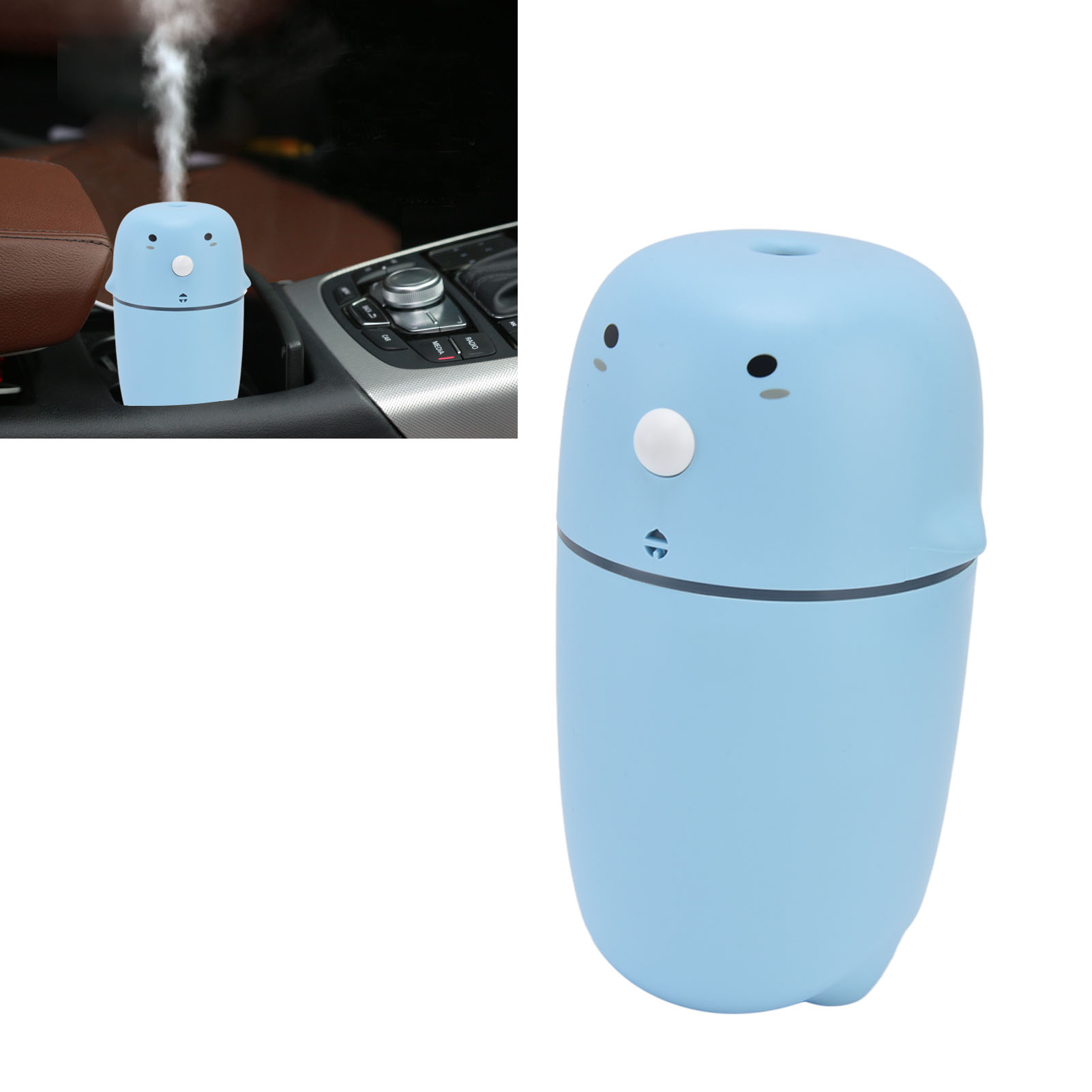 300-ml-luftbefeuchter Fürs Auto, Zweistufiger Sprühnebel, Leise, Tischluftbefeuchter, Usb-anschluss, Blau