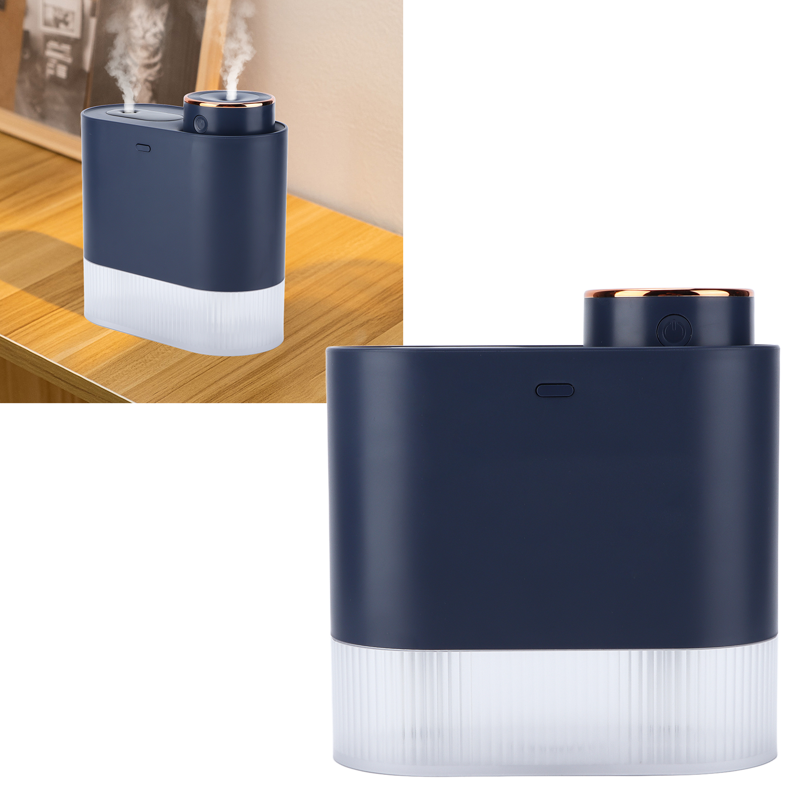 Großvolumiger (450 Ml) Doppelsprüh-luftbefeuchter, Intelligenter Luftbefeuchter Mit Digitaler Anzeige, Abnehmbarer Und Unabhängig Steuerbarer Luftbefeuchter, Usb-aufladbar, Blau.