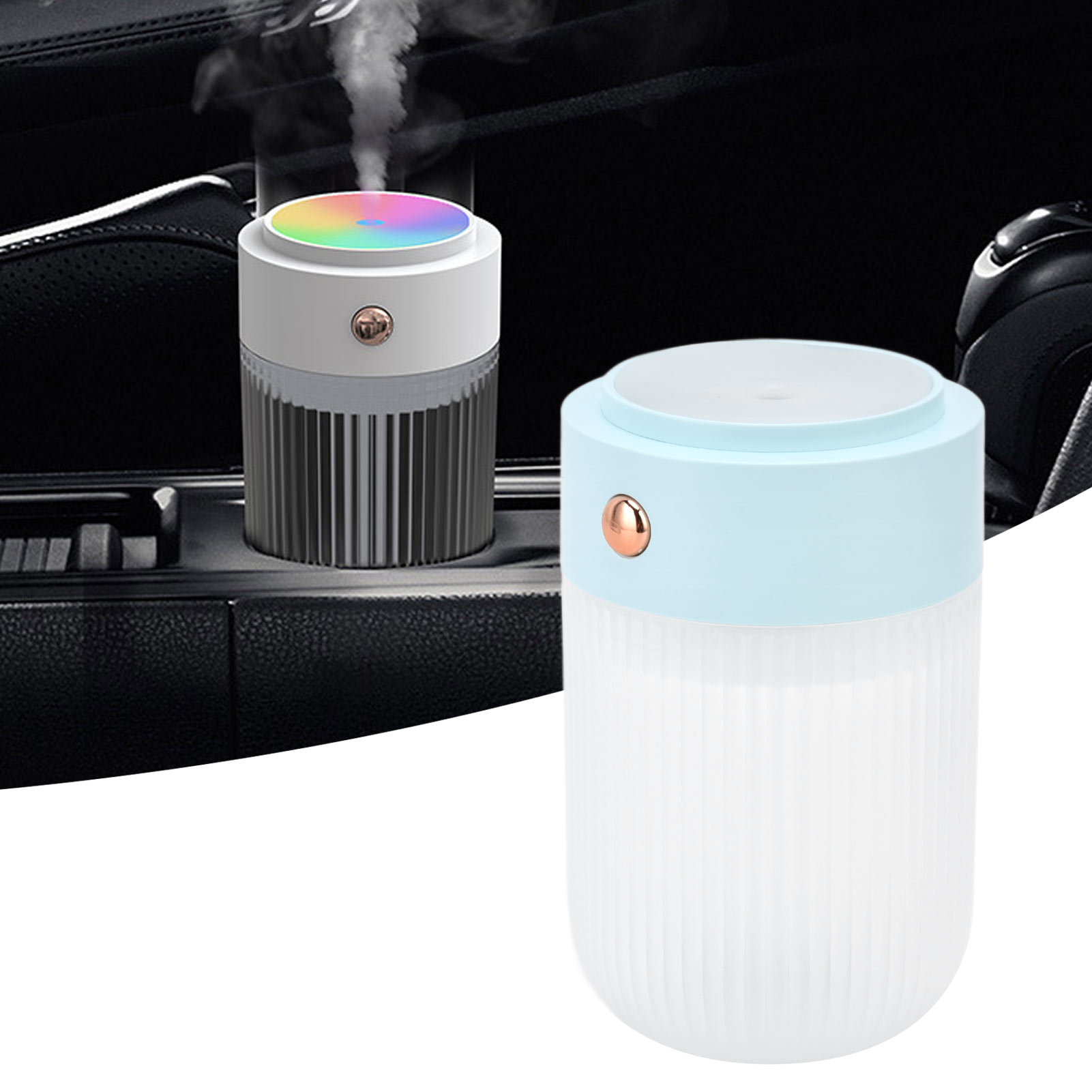 Mini-luftbefeuchter 250 Ml Mit Farbigen Led-leuchten, Auto-luftbefeuchter, Usb-betrieben, Blau