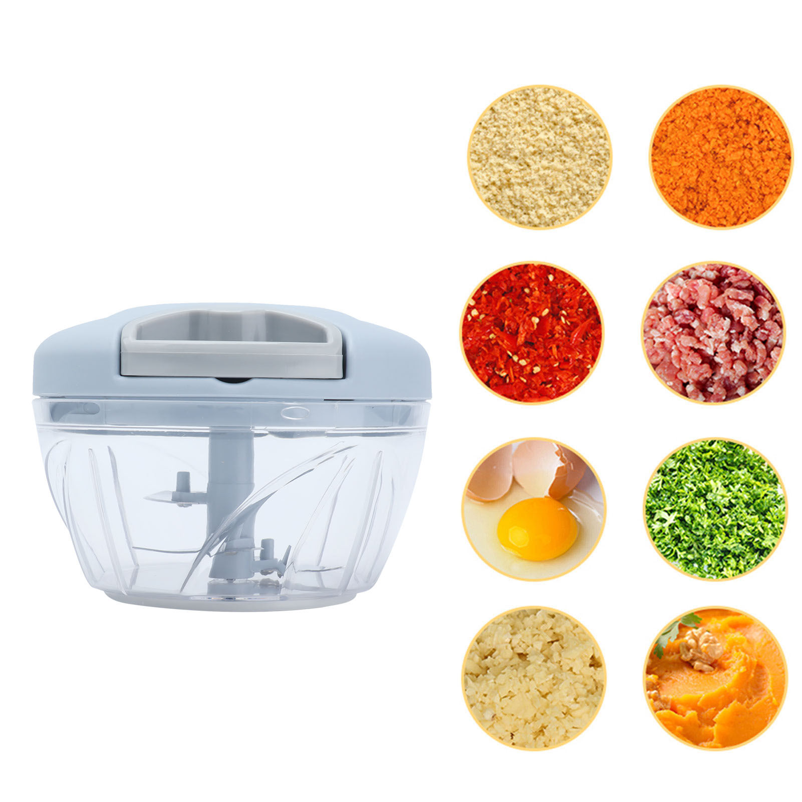 500-ml-gemüseschneider Mit Kabel, Fleischwolf Für Den Hausgebrauch, Kleine Knoblauchpresse, Chilimühle, Fruchtpüreebereiter, Babynahrungszubereiter, Smogblaue Farbe.