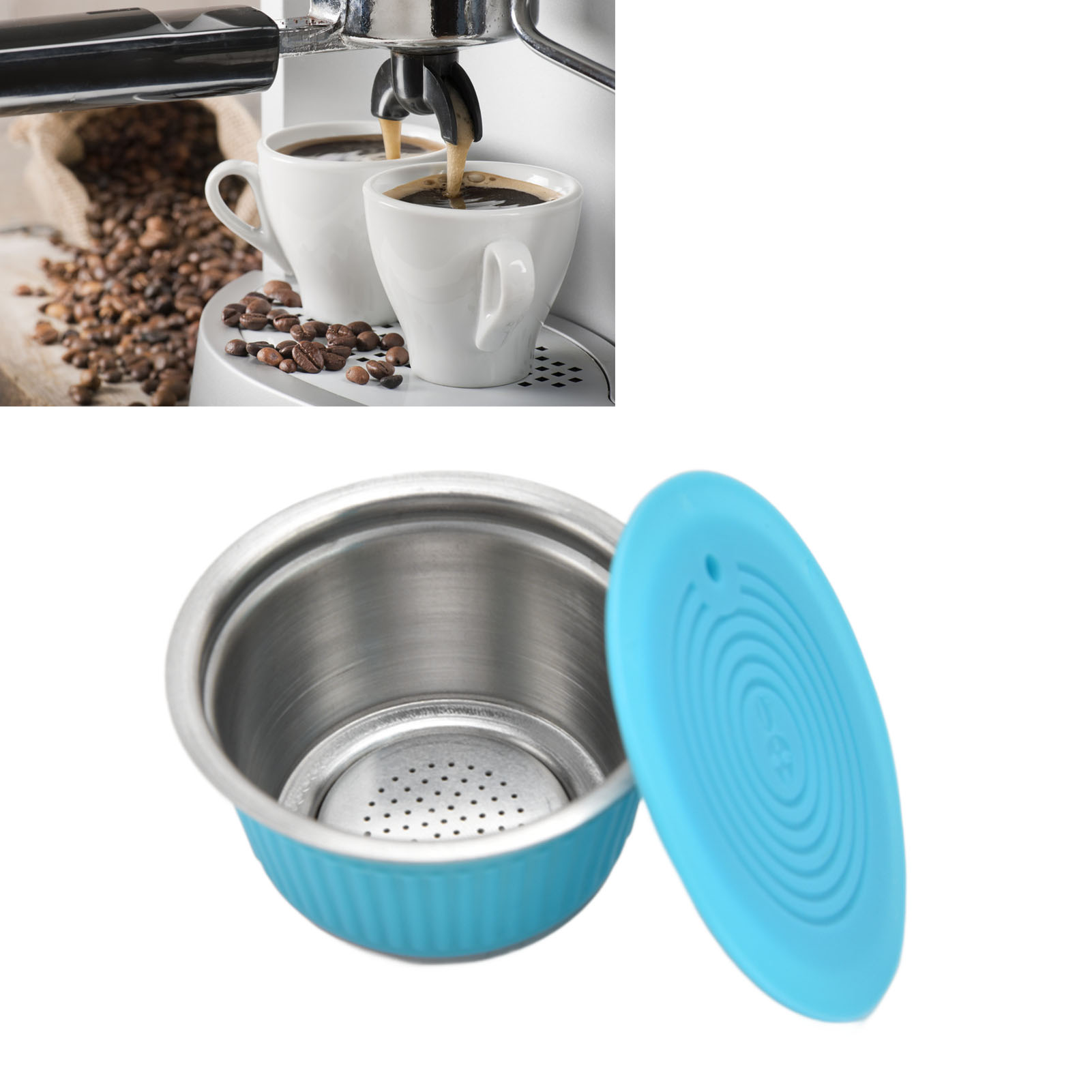 Nachfüllbarer Edelstahl-filterbecher, Kompatibel Mit Nestlé Dolce Gusto Kaffeekapseln (blau)