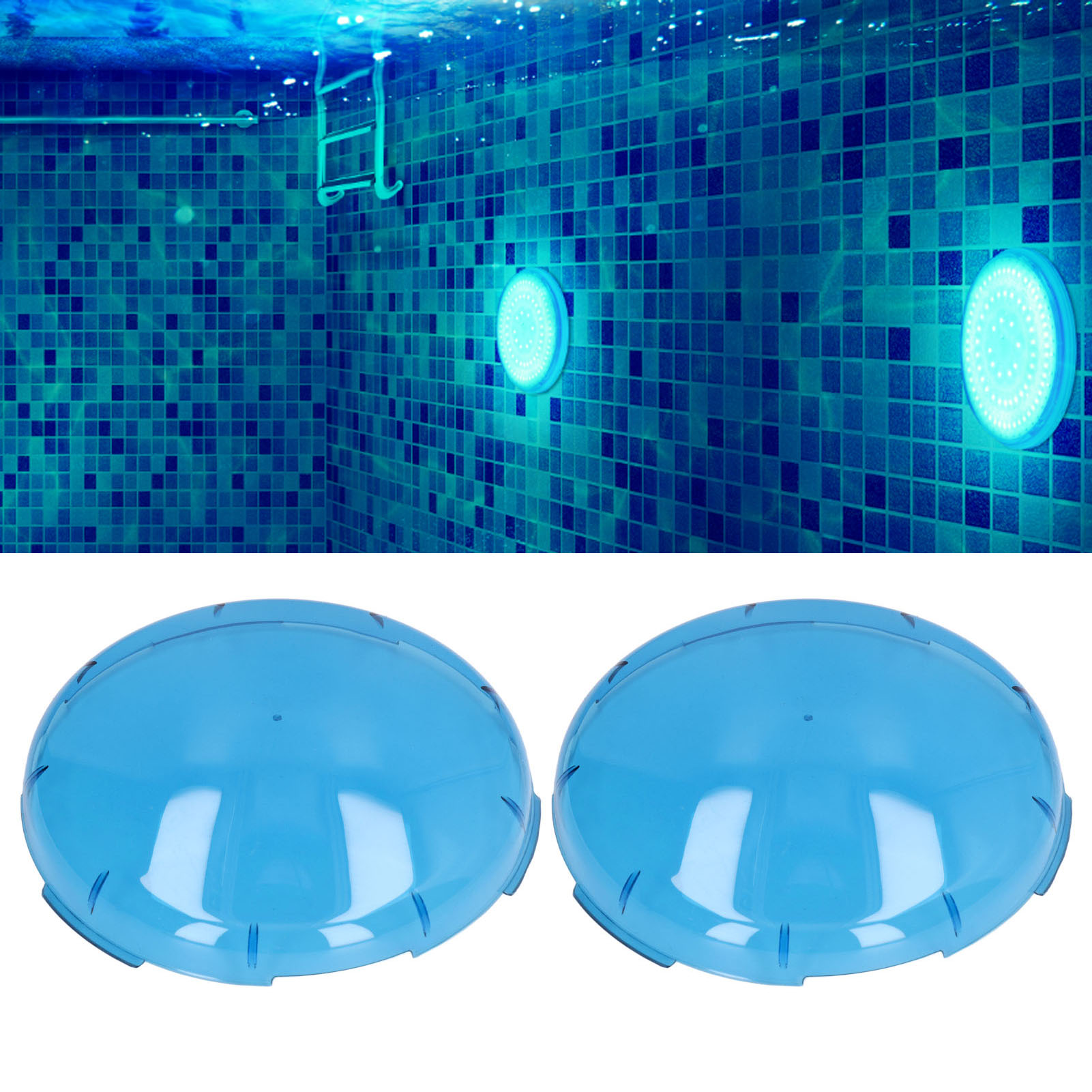 Set Mit 2 Blauen, Transparenten Linsenkappen (19 Cm) Für Amerilite Poolbeleuchtung