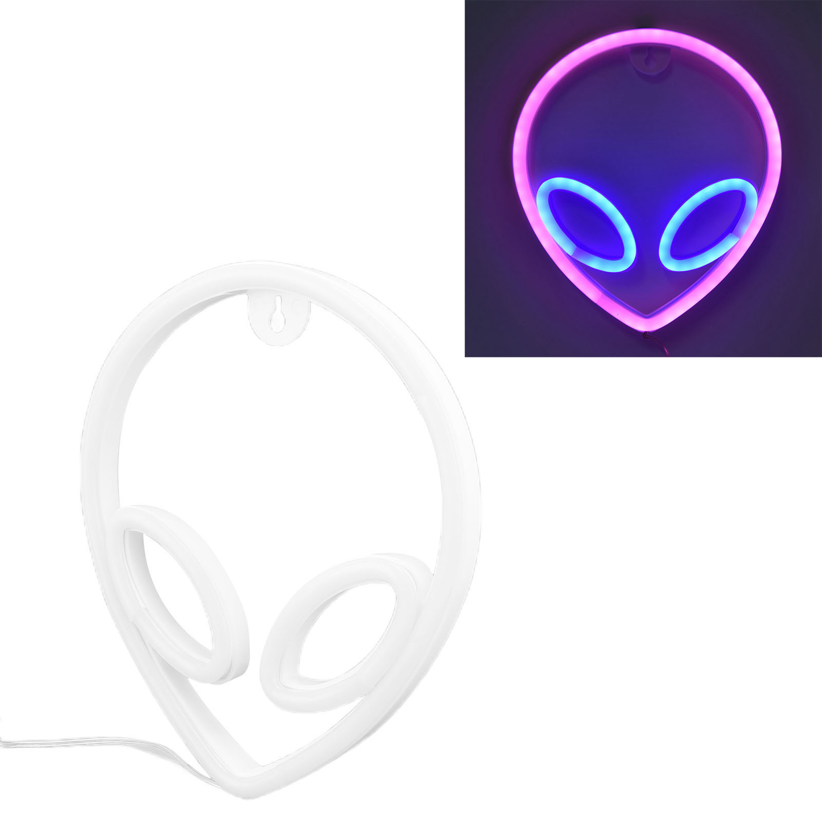 Batterie-/usb-betriebenes Alien-neonlichtschild, Led-neon-nachtlicht, Ideal Für Schlafzimmer, Kinderzimmer, Bar, Partys, Geburtstag, Weihnachten, Hochzeit, Blaue Augen Und Rosa Gesicht.