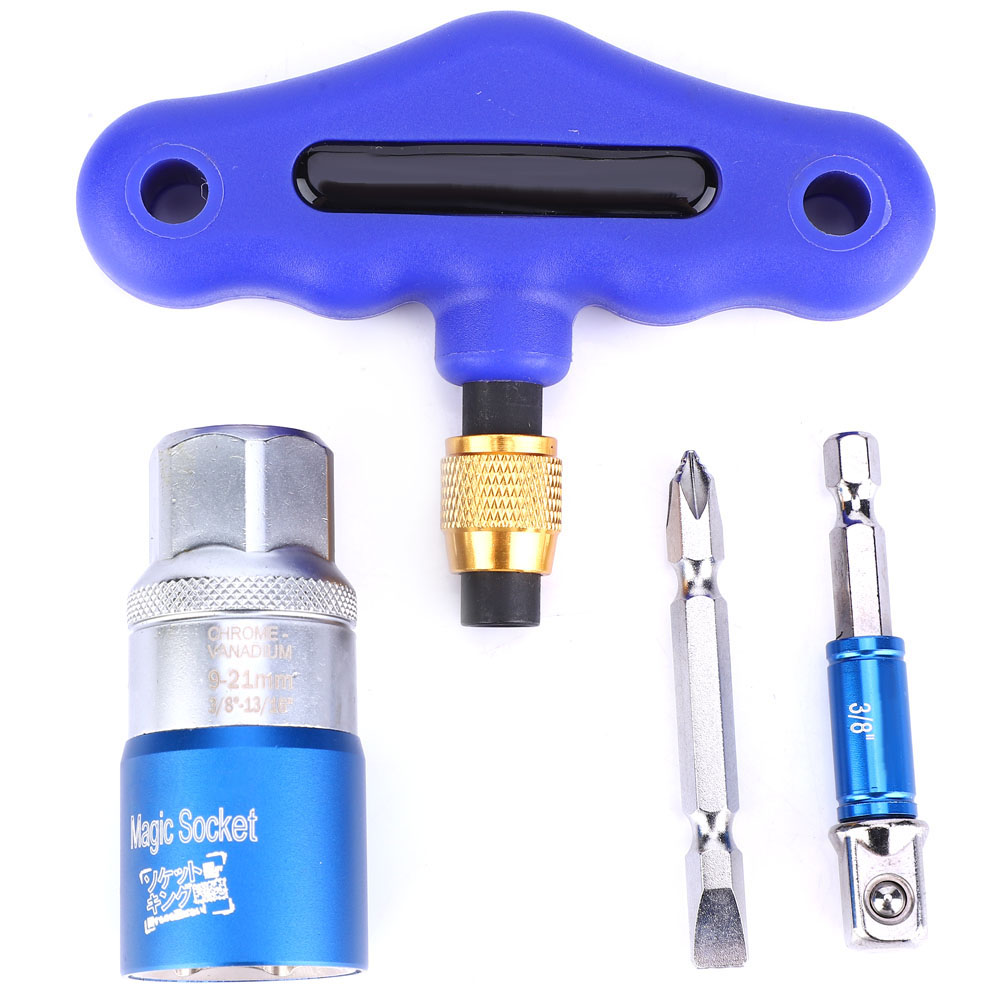 Satz Mit 4 Universal-steckschlüsselverlängerungen (9–21 Mm) Mit Blauen Spitzen