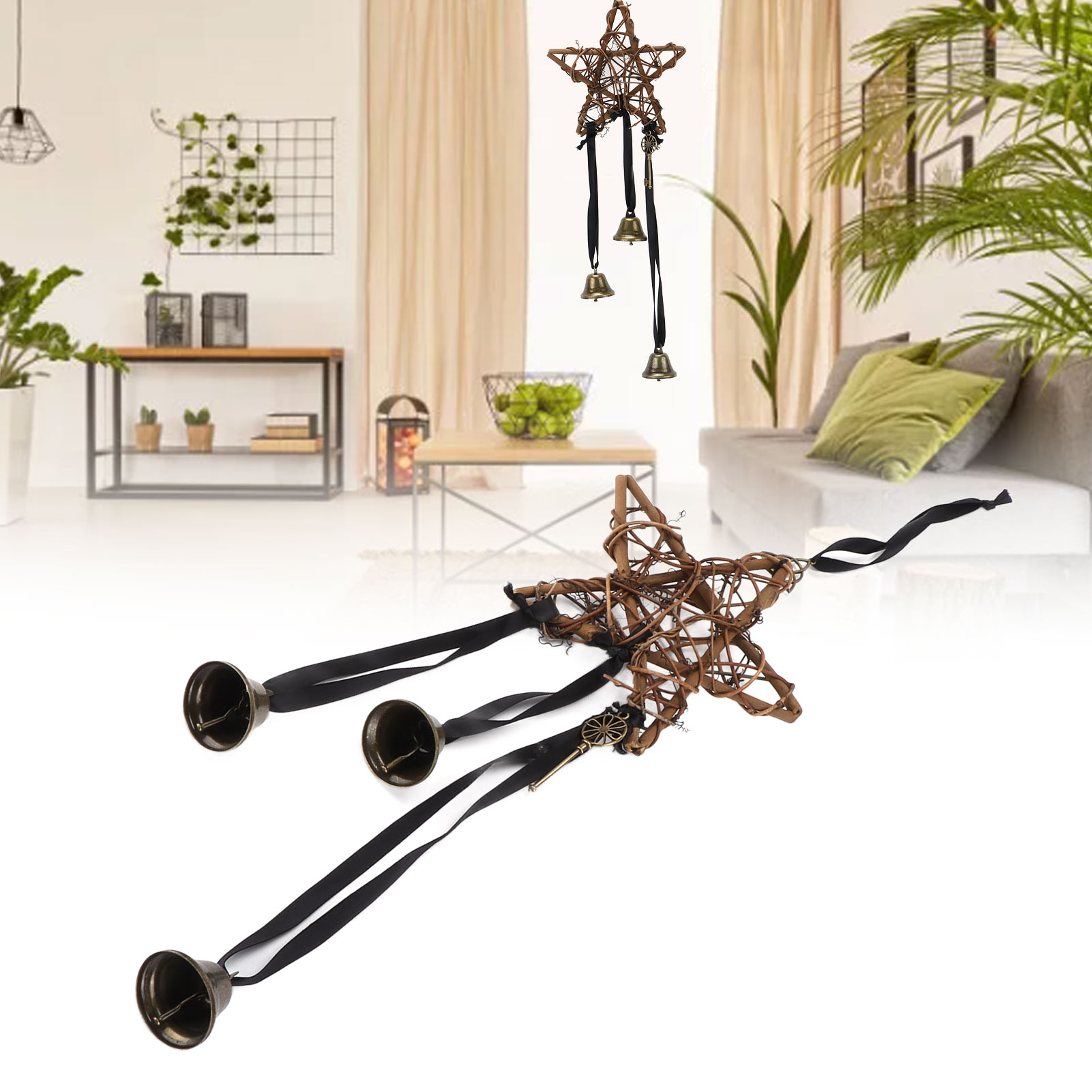 Windspiel Aus Rattan Für Die Wand, Ornament Aus Rattan Und Hanfseil, Kreisförmige Wanddekoration Aus Rattan, Innendekoration, Fünfzackiger Stern (typ B)