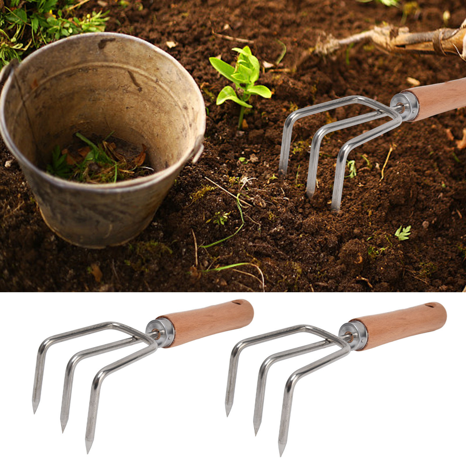 2 Leichte Edelstahlrechen, Je 220 Mm Lang, Für Die Gartenarbeit Im Hausgarten, Zum Pflanzen Von Blumen Und Zum Jäten.