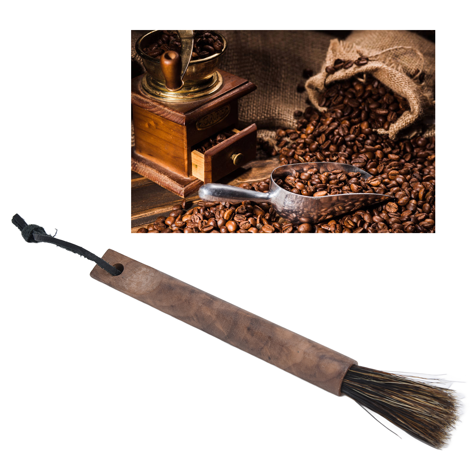 Kaffeesatzreinigungsbürste, Walnussholzbürste Für Kaffeemühlen, Wildschweinborstenbürste, Kaffeesatzreinigungsbürste