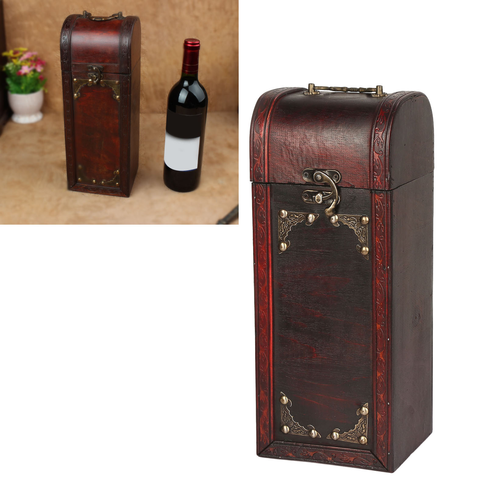 Weinkiste Aus Holz Im Antik-stil Für Eine Flasche, Weinverpackungsbox Für Hochzeiten, Weinaufbewahrungsbox