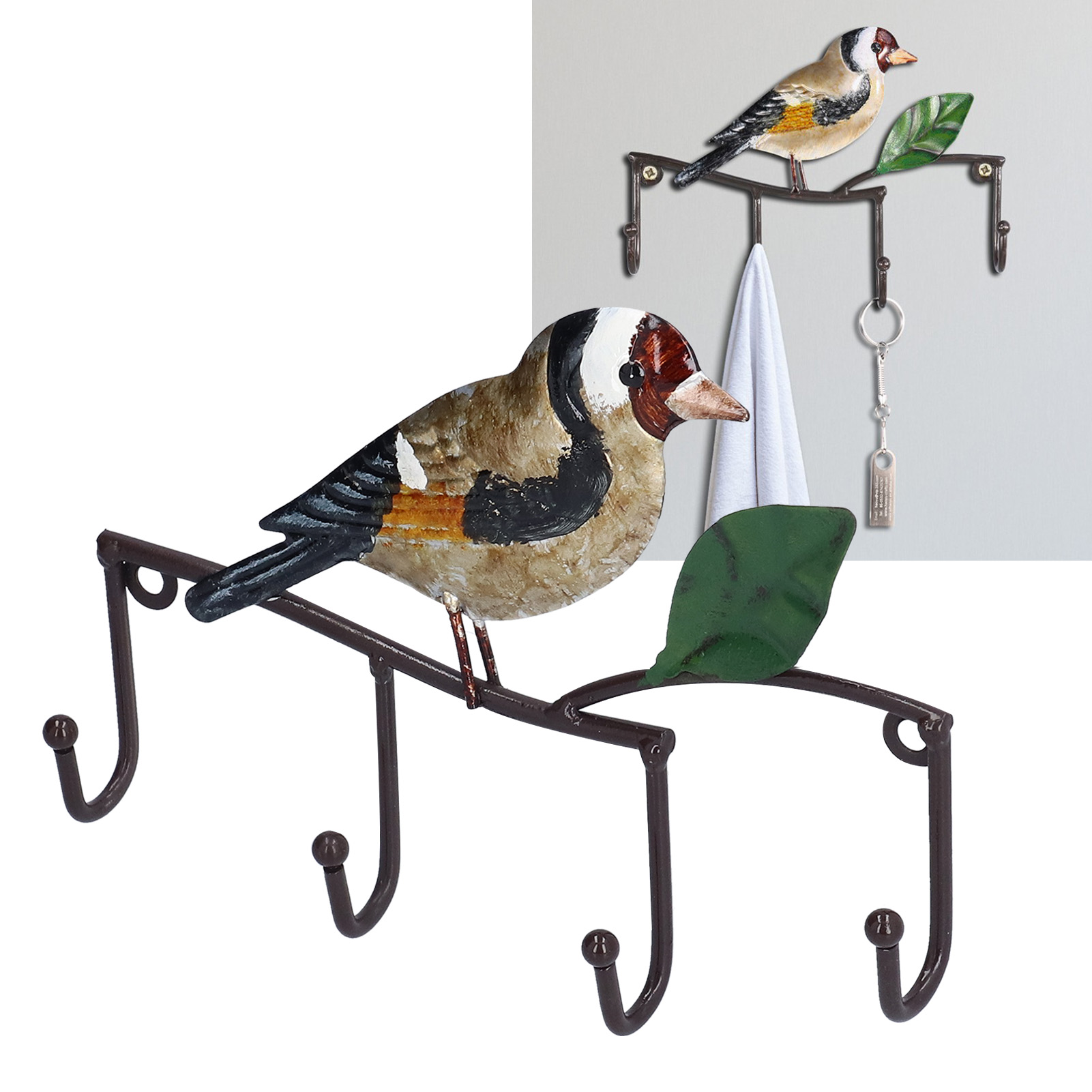 Schlüsselanhängerhaken In Form Eines Braunkopfvogels, Kreativer Türhaken Aus Schmiedeeisen, Spurlos