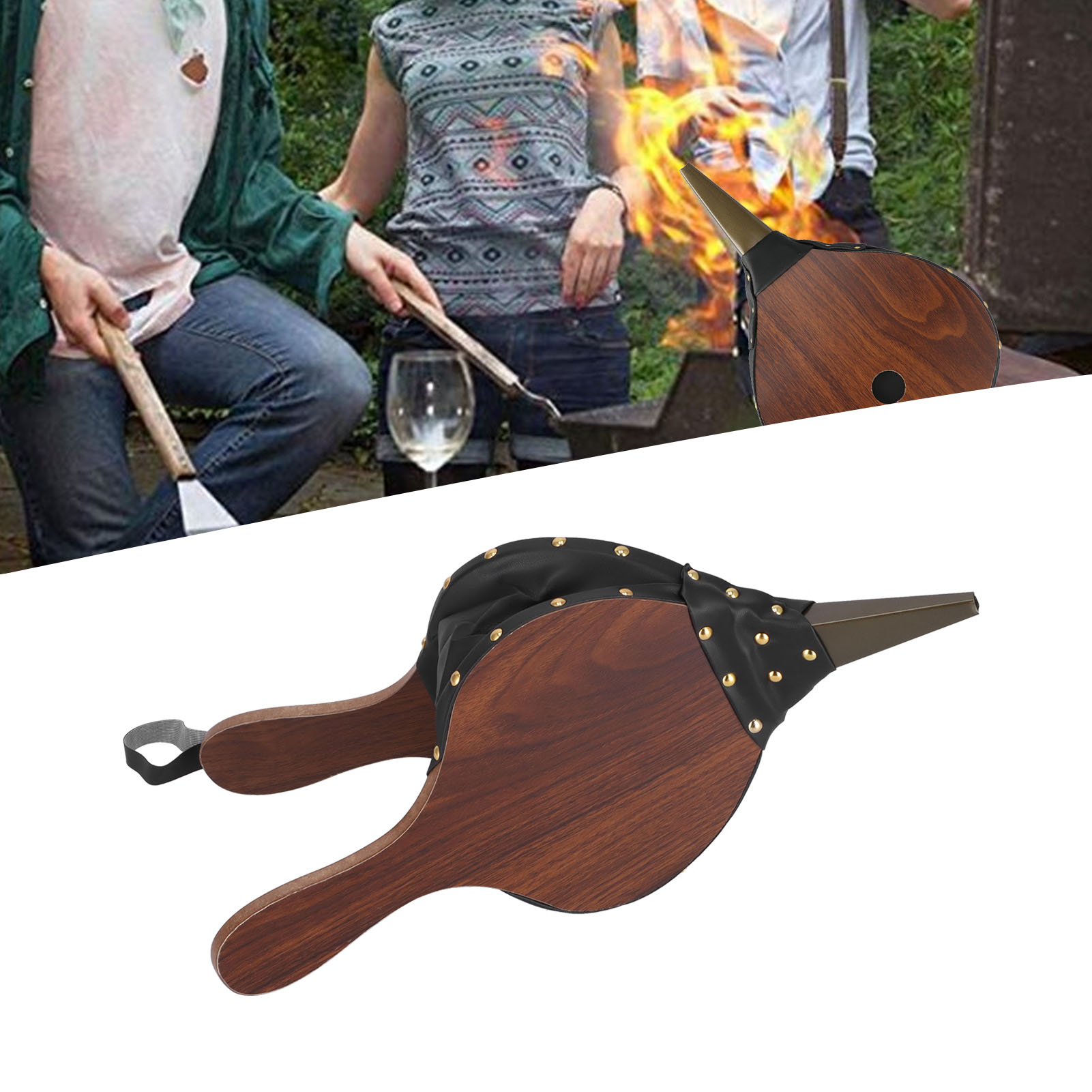 Handgeblasener Hölzerner Anzünder, Braunes Gebläse Im Kaminstil, Gebläse Für Grillabende Und Camping