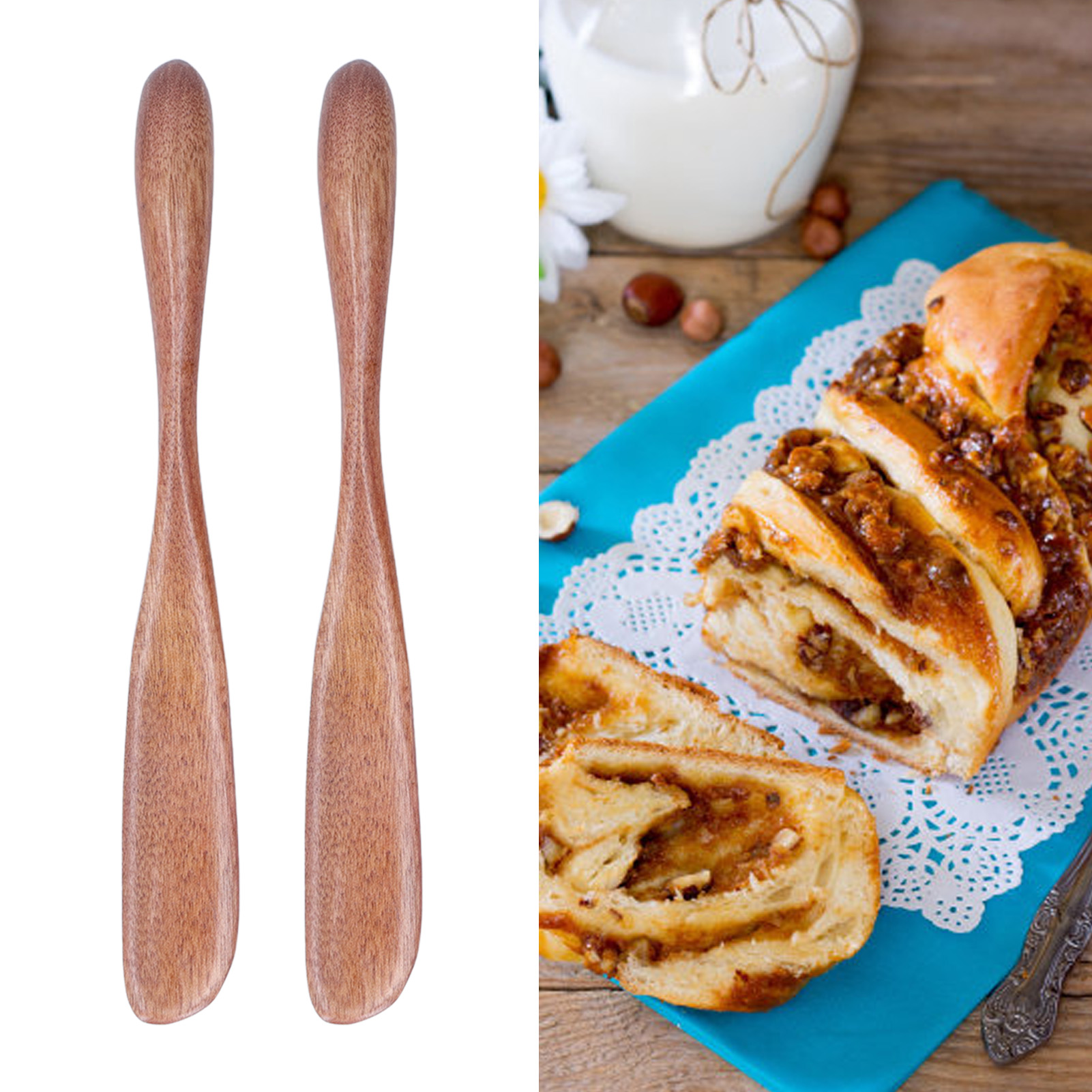 Gesichtsmaskenmesser, Buttermesser, Dickgriffiges Holz-marmeladenmesser, Japanisches Holzbesteck, Lackierte Oberfläche.