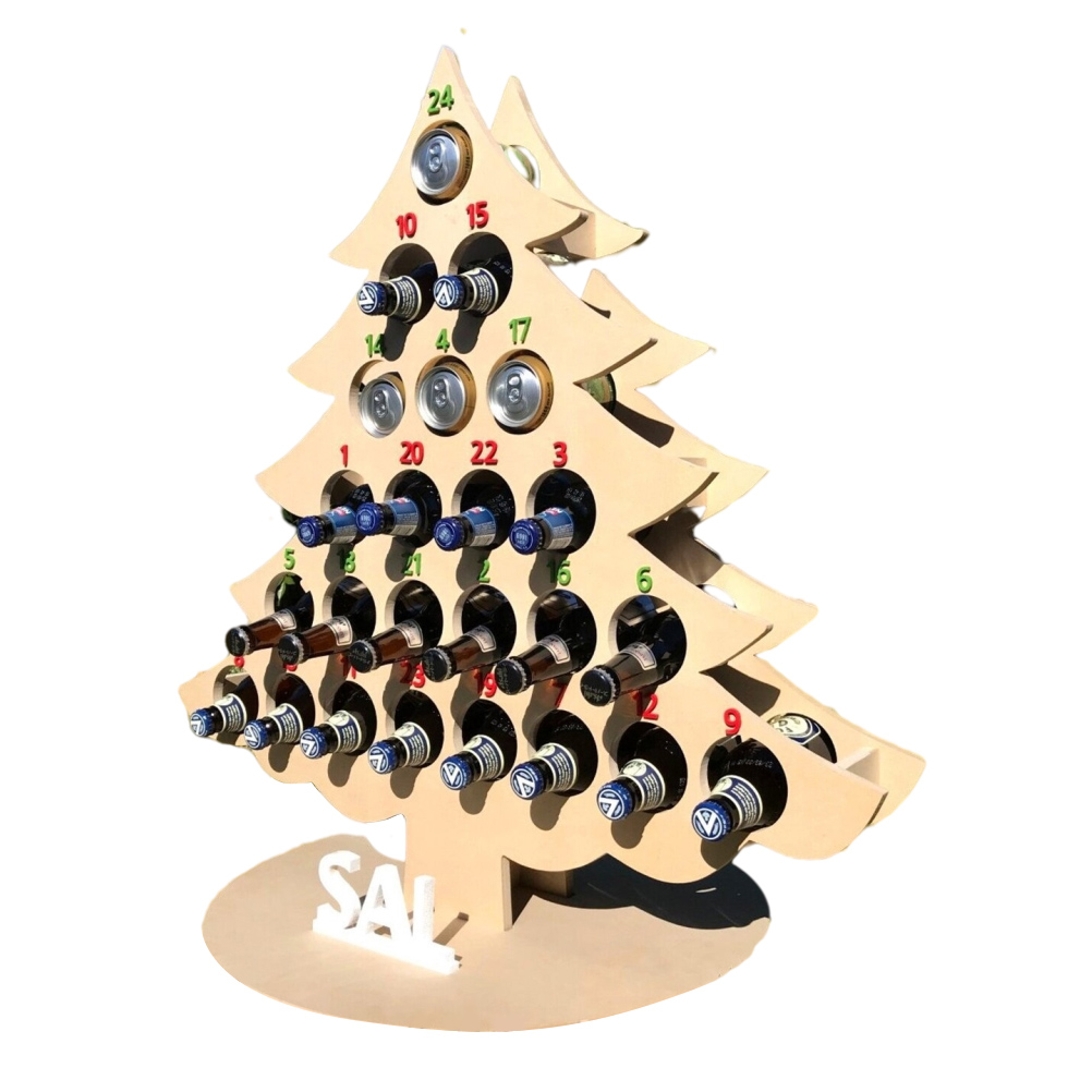Weinflaschenhalter In Form Eines Weihnachtsbaums Aus Holz, Schreibtischdekoration Mit 24-tägigem Weihnachtscountdown, Weinregal B