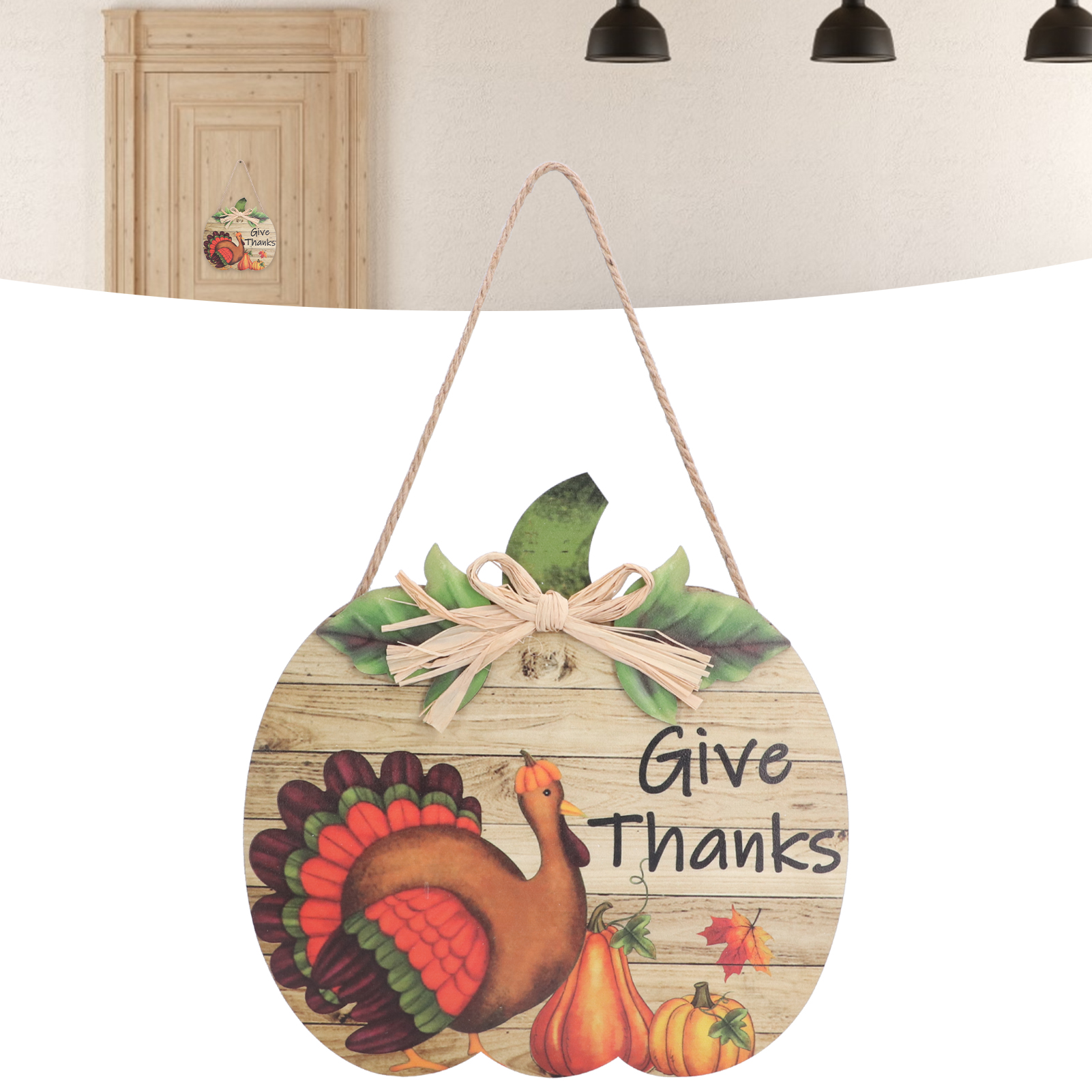 Türdekoration Im Amerikanischen Landhausstil Für Thanksgiving, Holzkürbis, Jm00907