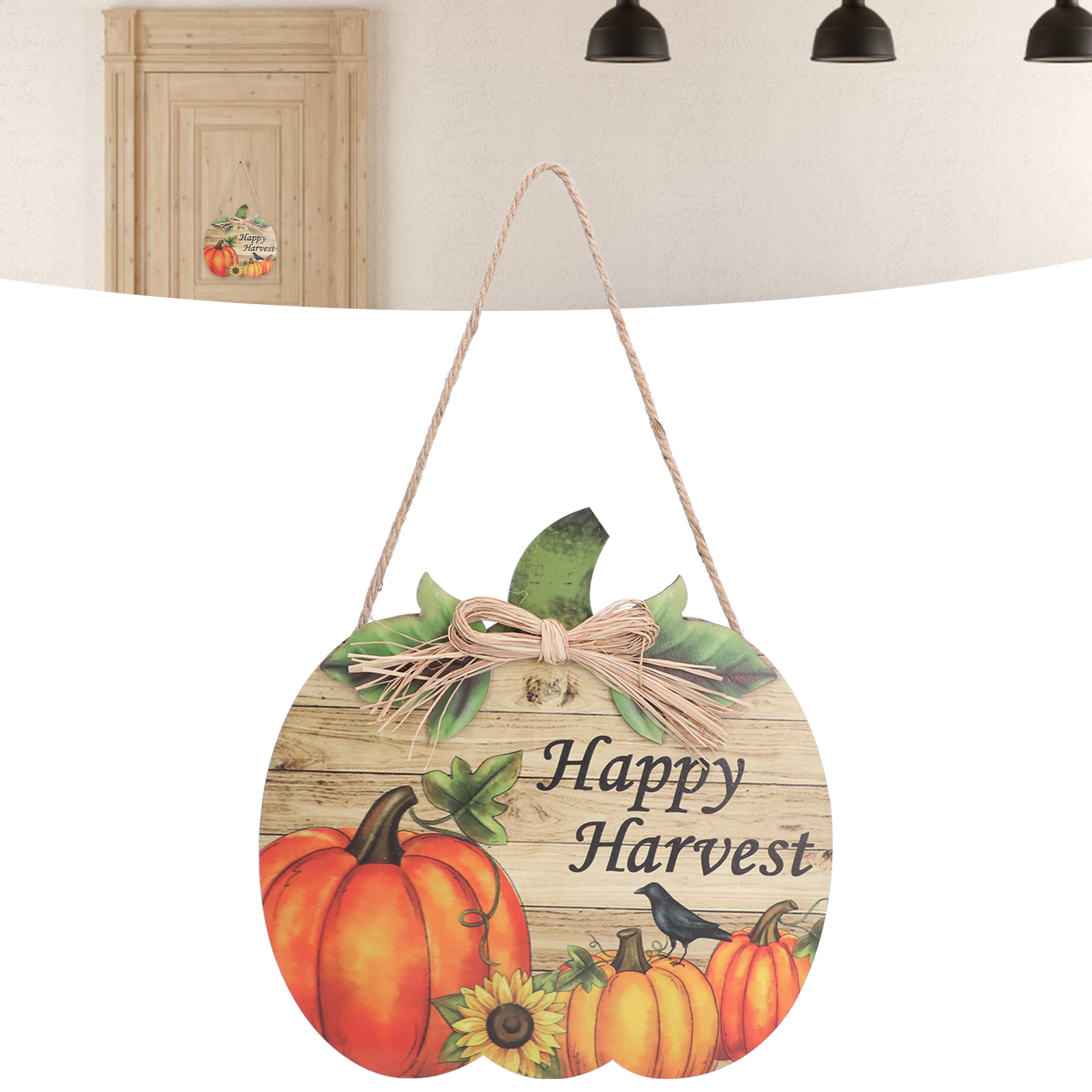 Türdekoration Im Amerikanischen Landhausstil Für Thanksgiving, Holzkürbis, Jm00909