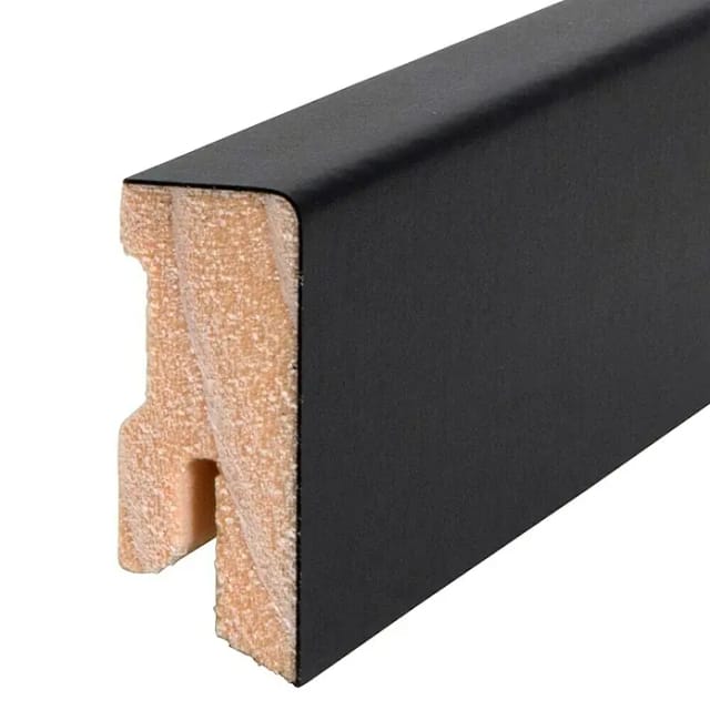 Kgm Sockelleiste Modern Schwarz Foliert Furniert 16x40mm 2,4m