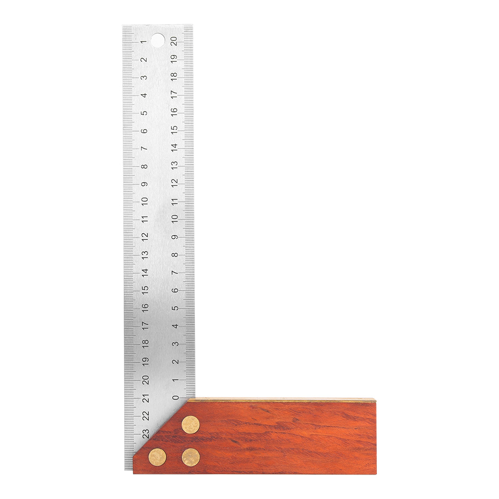 250 Mm 90°-winkellineal Aus Edelstahl, Multifunktionales Universallineal, Lineal Aus Dickem Mahagoni, Messwerkzeug
