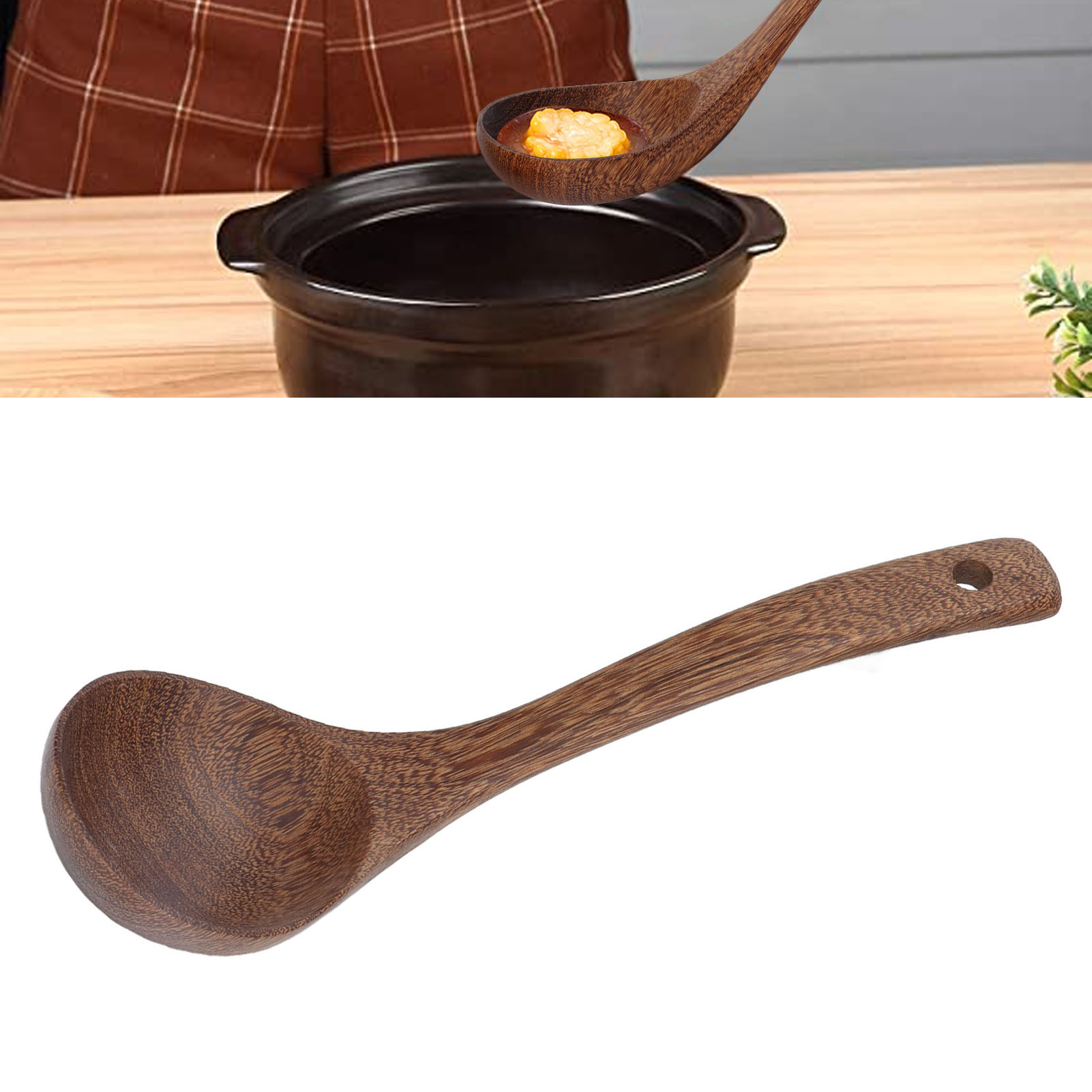 Küchenutensilien Aus Holz In Form Von Hühnerflügeln, Schöpfkelle Mit Gebogenem Griff, Kleine Wandkelle Mit Rundem Loch Und Gebogenem Griff