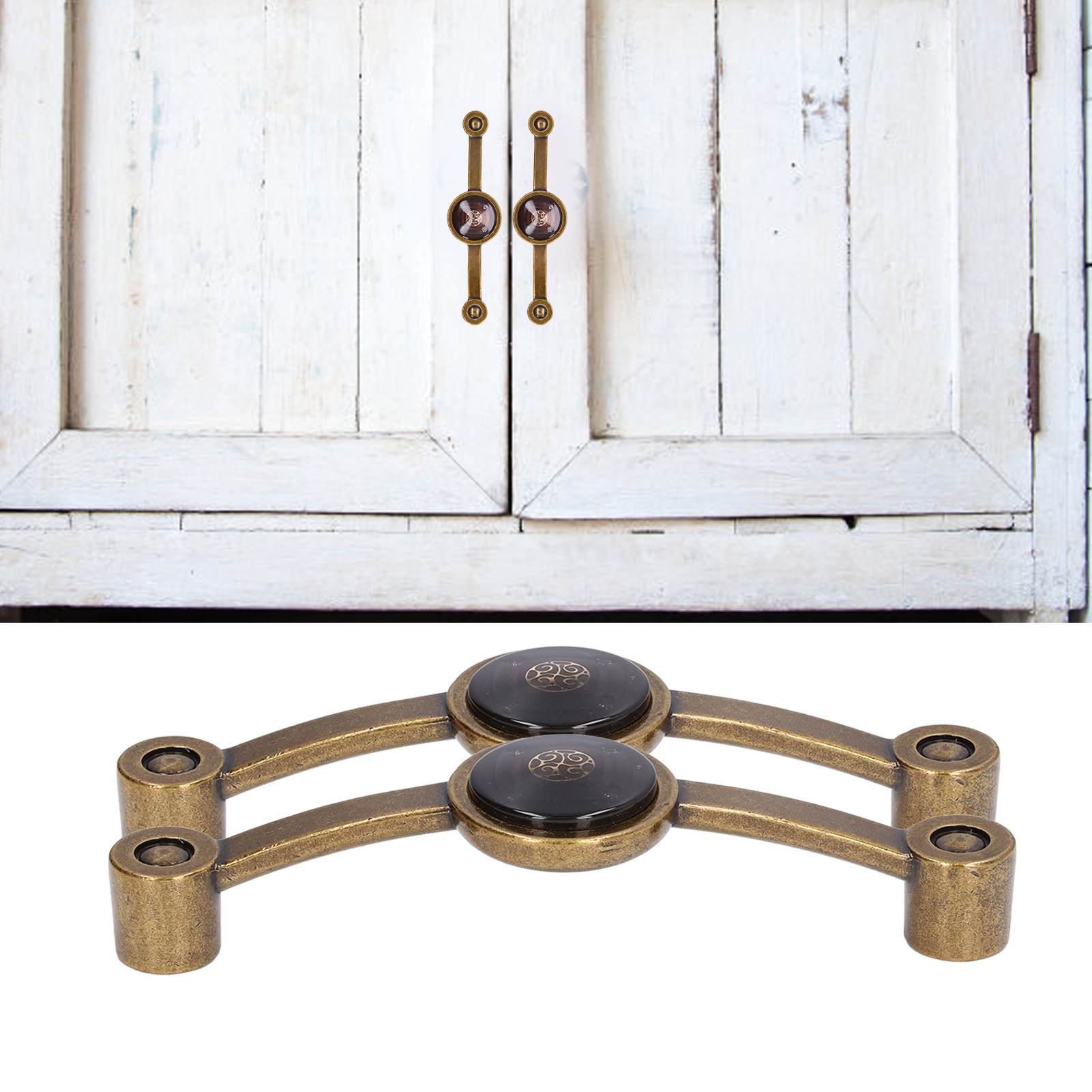 Set Aus 2 Schubladengriffen Aus Zinklegierung In Antikbronze Für Möbel, Im Modernen Europäischen Landhausstil, Farbige Acrylgriffe, Braun