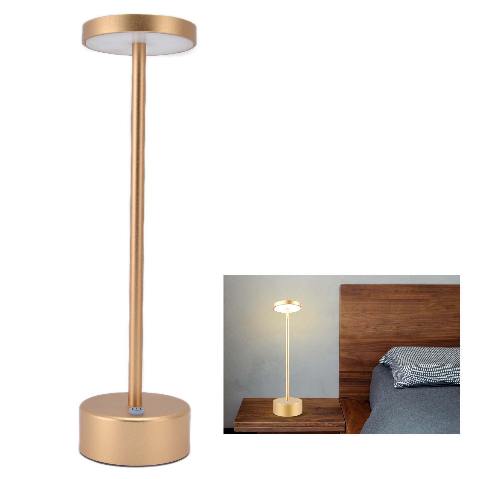Wasserdichte, Per Usb Aufladbare Led-schreibtischlampe Aus Aluminiumlegierung Mit Zwei Helligkeitsstufen Und Touch-dimmer. Ideal Für Bars, Wohnzimmer Und Zum Lesen. Farbe: Gold.