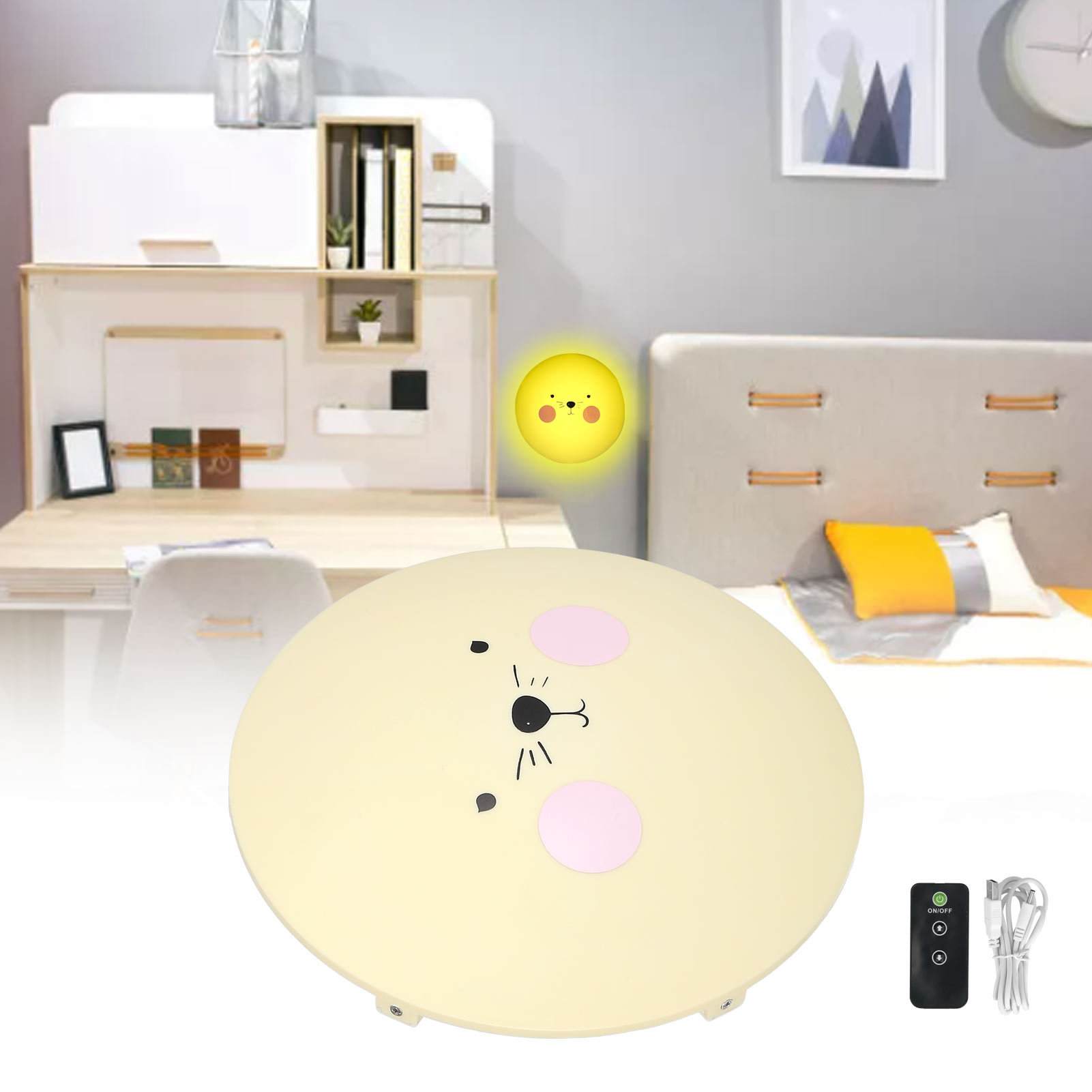 Led-wandleuchte Mit Wandaufklebern, Kreative Wandleuchte Mit Cartoon-muster, Nachtlicht Für Kinderzimmer, Warmes Licht.