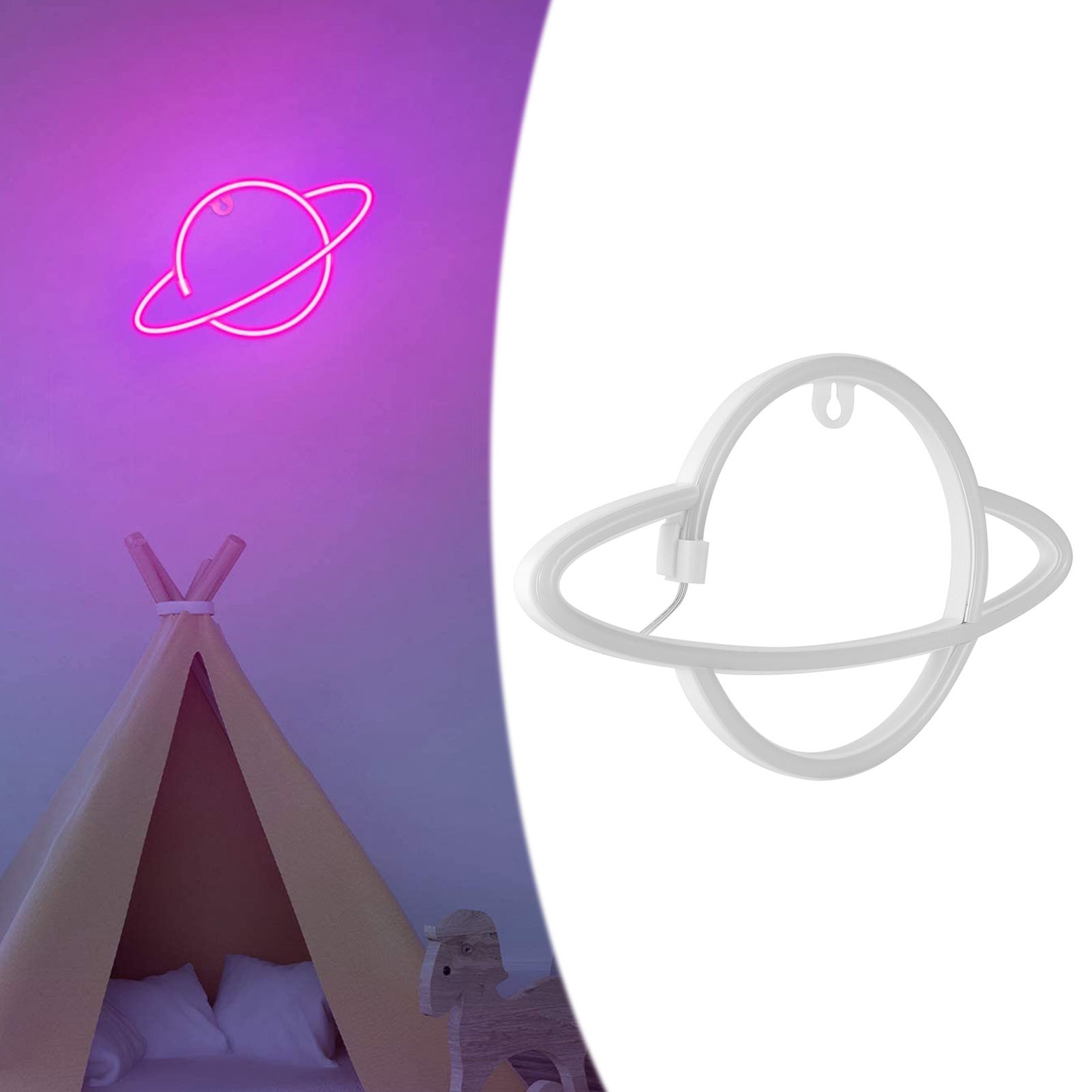 Neon-nachtlicht Aus Latex In Form Eines Planeten, Dekorative Neonlampe Für Zuhause, Schlafzimmer, Bar/weihnachten/hochzeit/geburtstag, Mit Usb- Und Batteriefach Für Zwei Verwendungszwecke, Rosa.