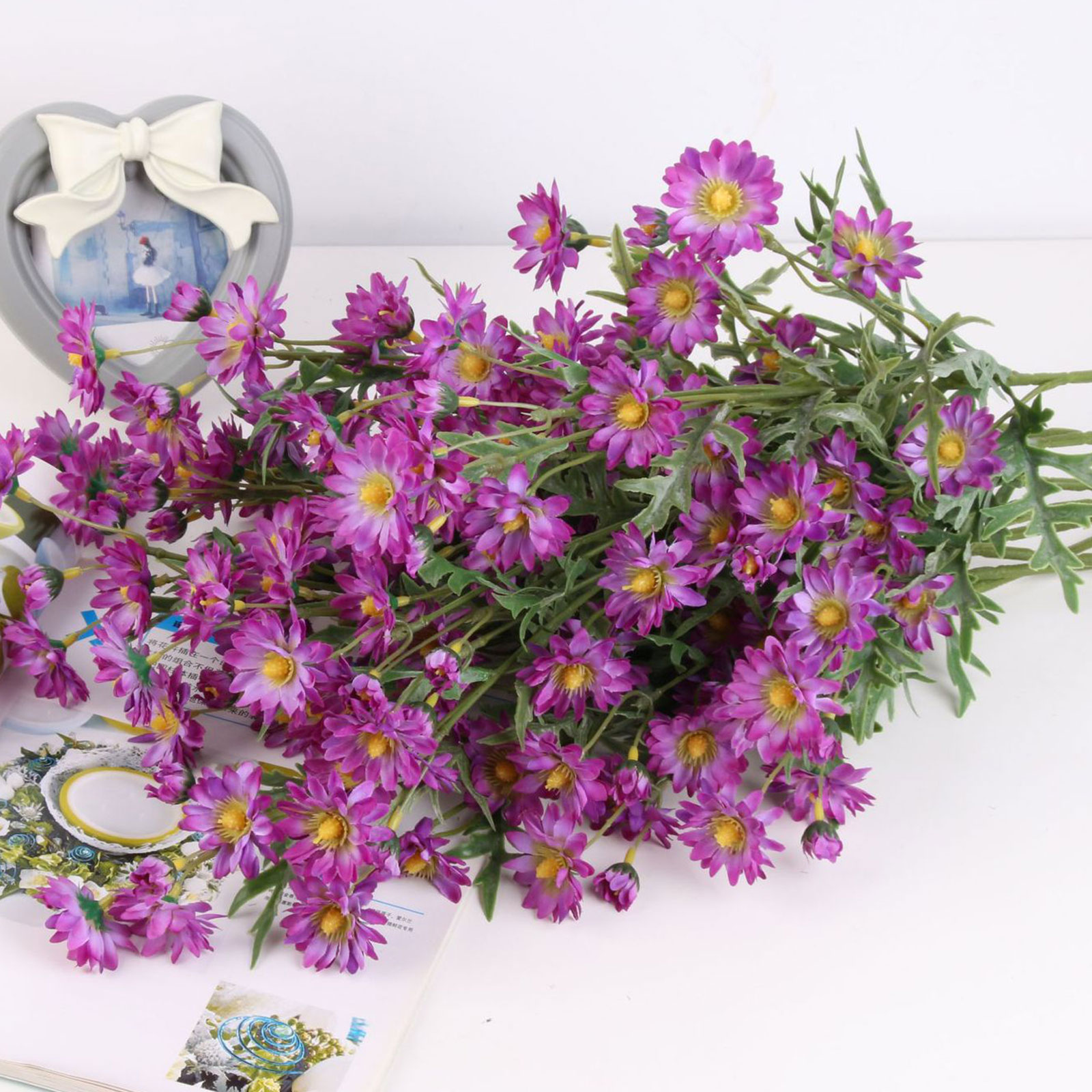 Künstliche Lila Chrysantheme, Einzelne Gänseblümchenblüte, Foto-requisite, Dekoration Für Hochzeitslocations, Künstliche Blume – Gelb, Gesamtlänge 75 Cm, Blütendurchmesser 4 Cm