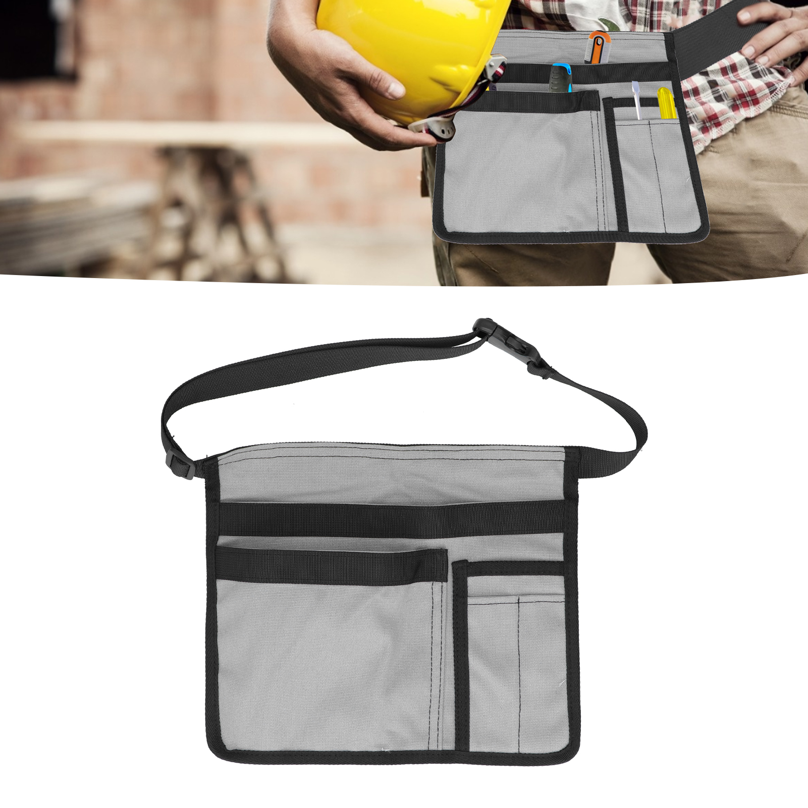 Werkzeugtasche Mit Gürteltragemöglichkeit (einseitig), Werkzeugaufbewahrungstasche, Strapazierfähiges Oxford-gewebe, Verstellbare Werkzeugtragetasche, Grau.