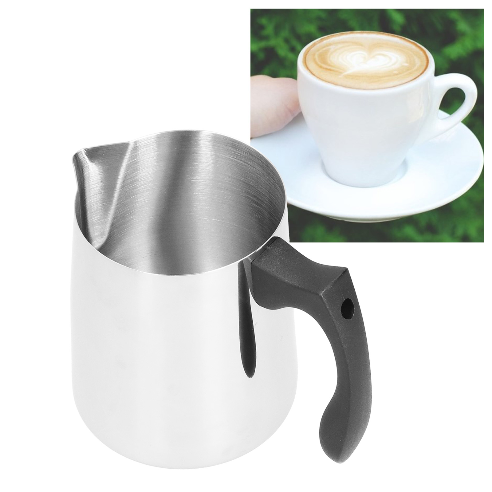 Kaffeekännchen Mit Hitzebeständigem, Schwarzem Kunststoffgriff, Milchaufschäumbecher, Milchaufschäumbecher Aus Edelstahl, 900 Ml