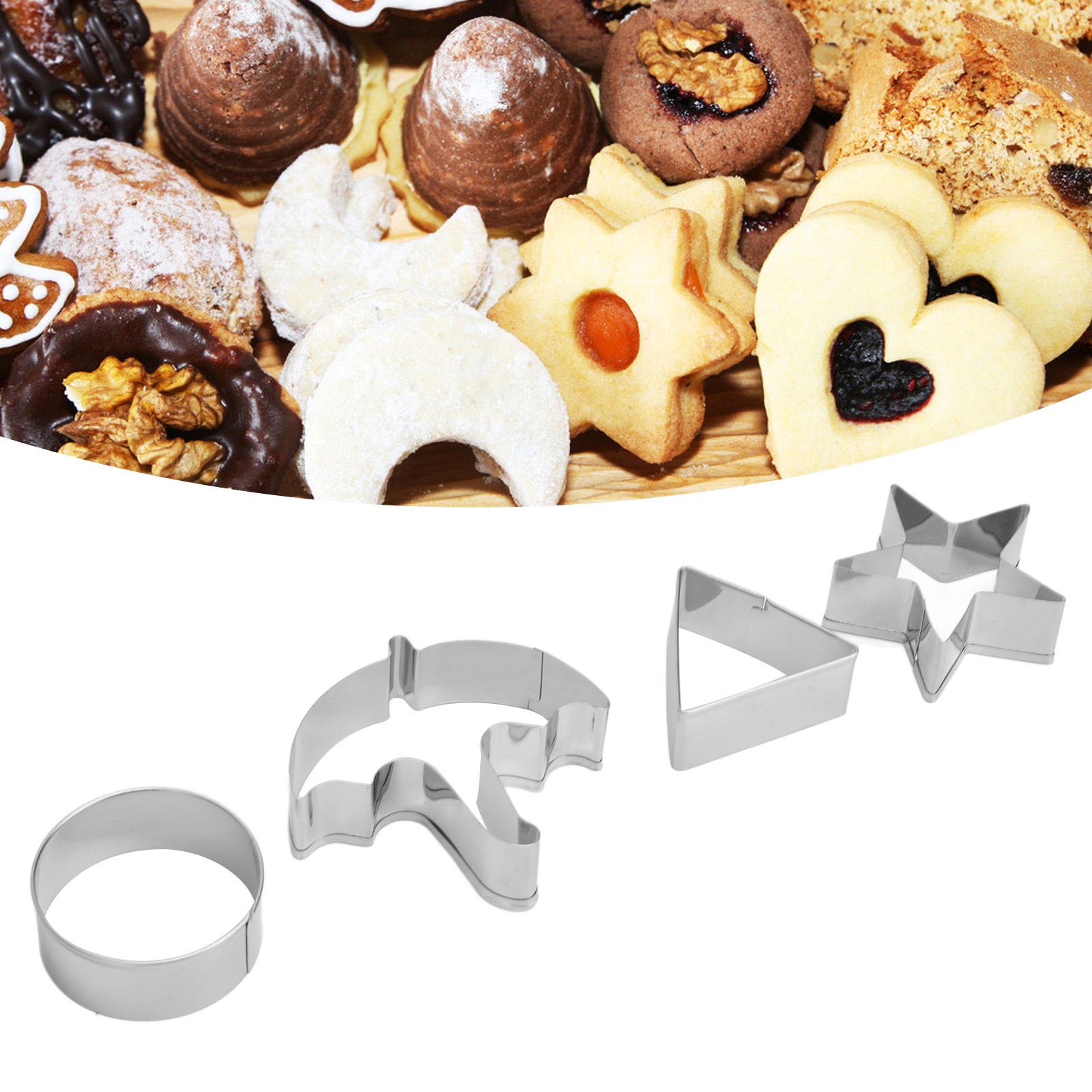 Ponto Edelstahl-bonbonform, 5-teiliges Set, Pontoon-spiel, Bonbon-set Mit Fünfzackigem Sternschirm, Kekse