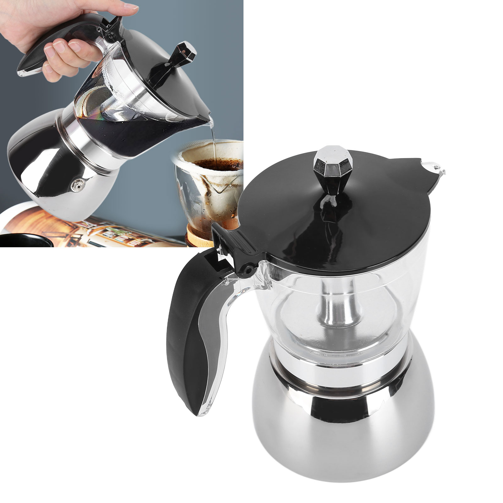6-tassen-moka-kaffeemaschine, Haushaltskaffeemaschine, Achteckige Italienische Kaffeemaschine, Moka-kaffeemaschine Für Den Heimgebrauch.