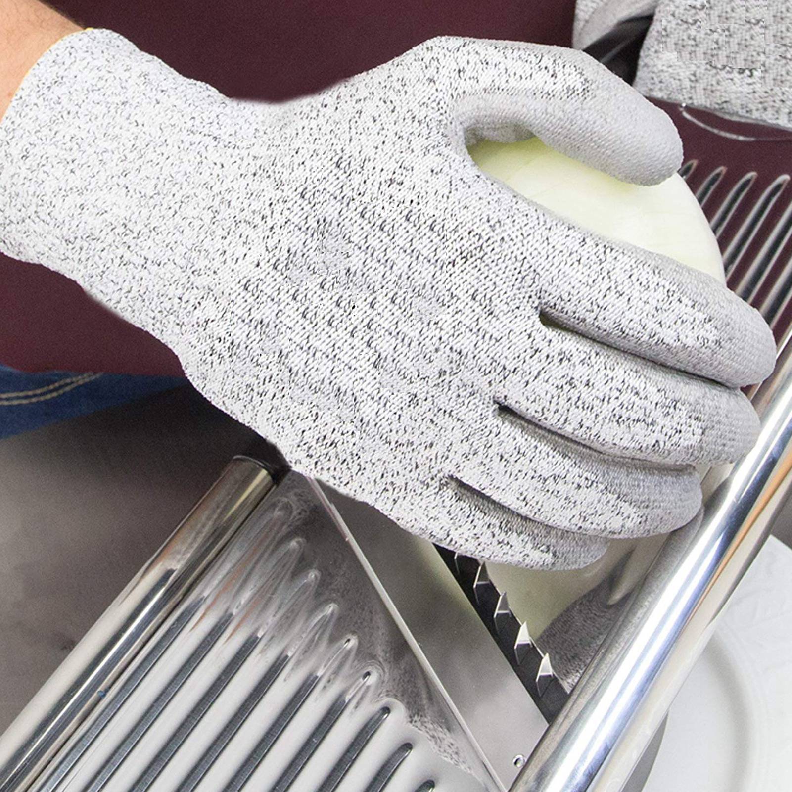 2 Paar Graue, Schnittfeste Gummihandschuhe, Hppe-schnittfeste Handschuhe, Getränkte, Schnittfeste Handschuhe Der Schutzklasse 5